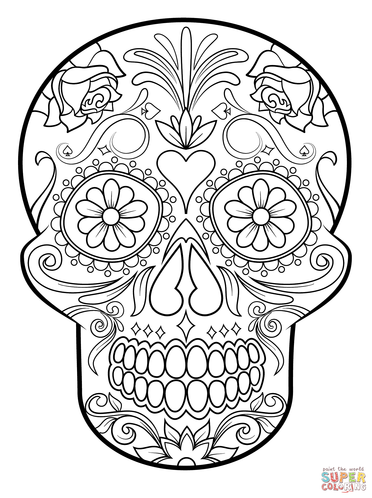 Coloring Pages : Sugar Skull Coloring Page Free Printable Pages For - Free Printable Sugar Skull Coloring Pages