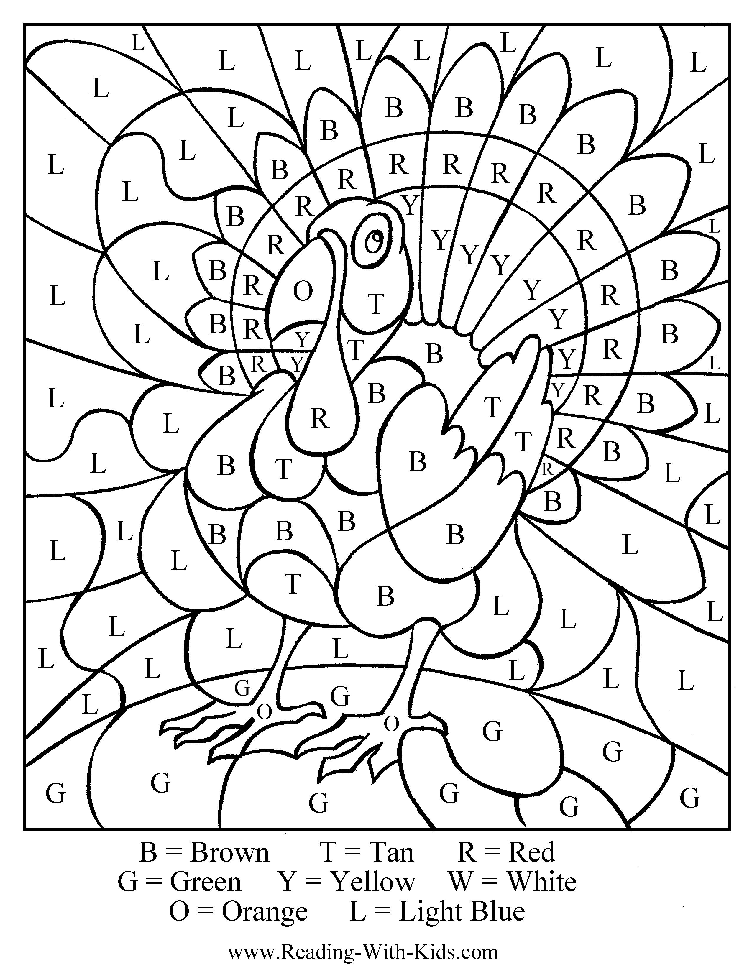 Colorletter Turkey - Great Idea For Thanksgiving #thanksgiving - Free Printable Thanksgiving Worksheets For Middle School