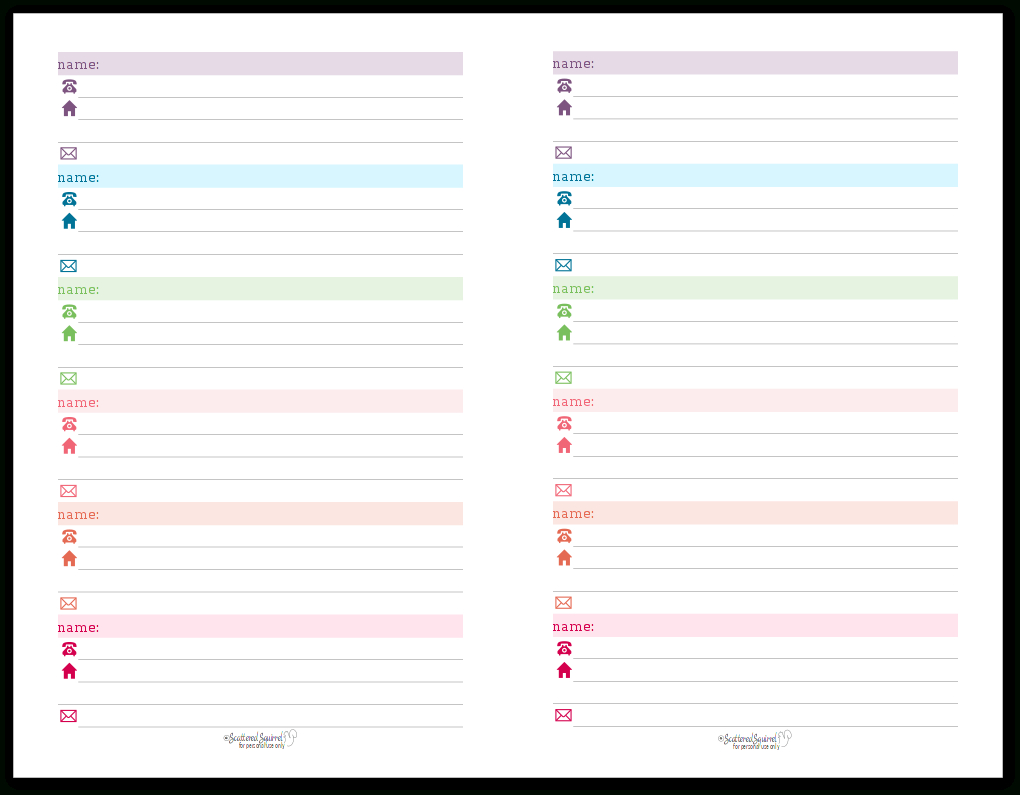 Colourful Address Book And Password Log Printables - Free Printable Address Book