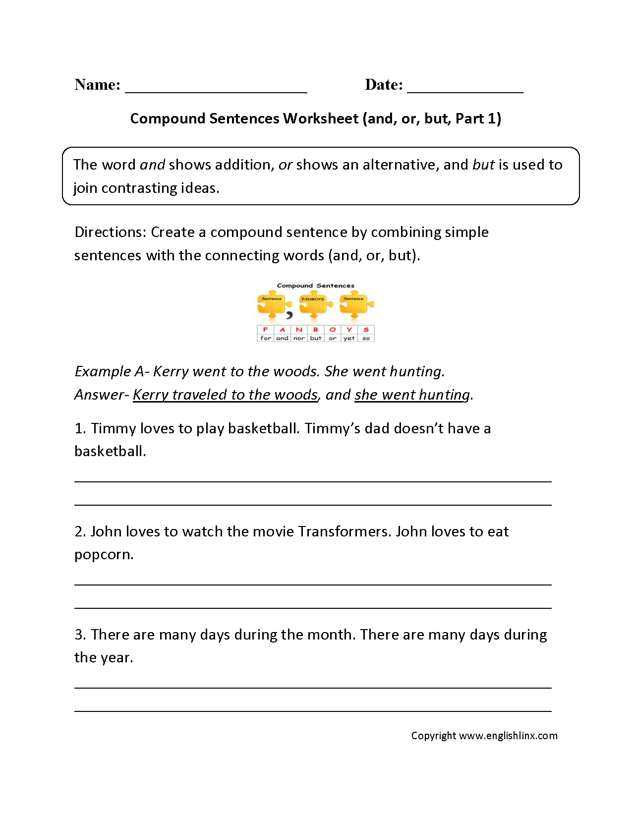 Compound Sentences Worksheets | Englishlinx Board | Pinterest - Free Printable Worksheets On Simple Compound And Complex Sentences