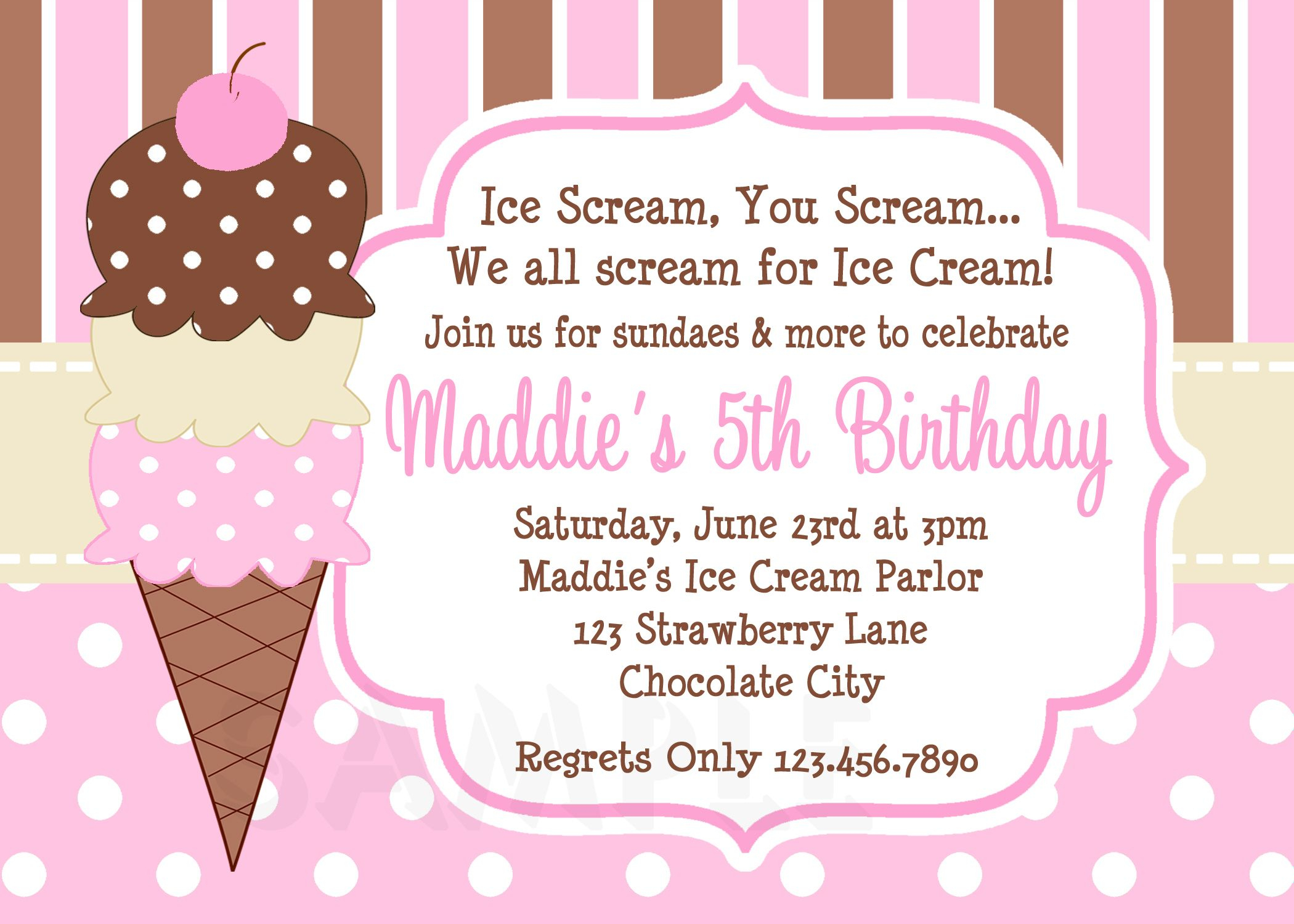 Cool Free Template Ice Cream Birthday Party Invitations | Bagvania - Ice Cream Party Invitations Printable Free