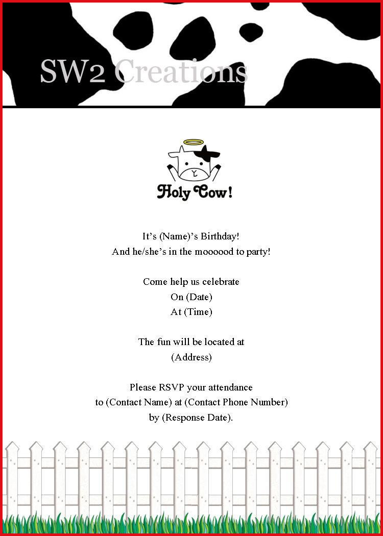 Cow Birthday Party Invitations - Hashtag Bg - Free Printable Cow Birthday Invitations