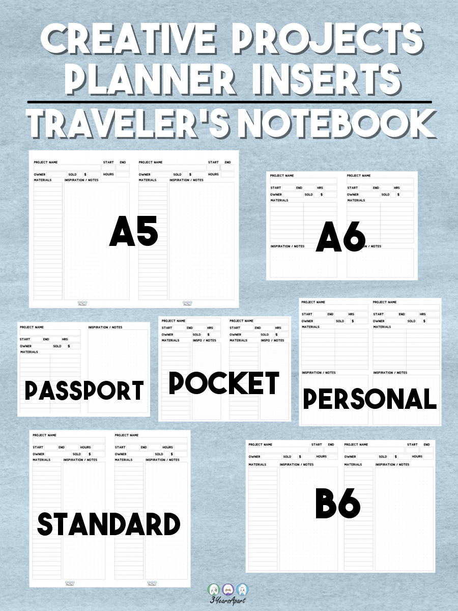 Creative Project Planner Inserts | Free Downloads | Pinterest - Free Printable Traveler&amp;#039;s Notebook Inserts