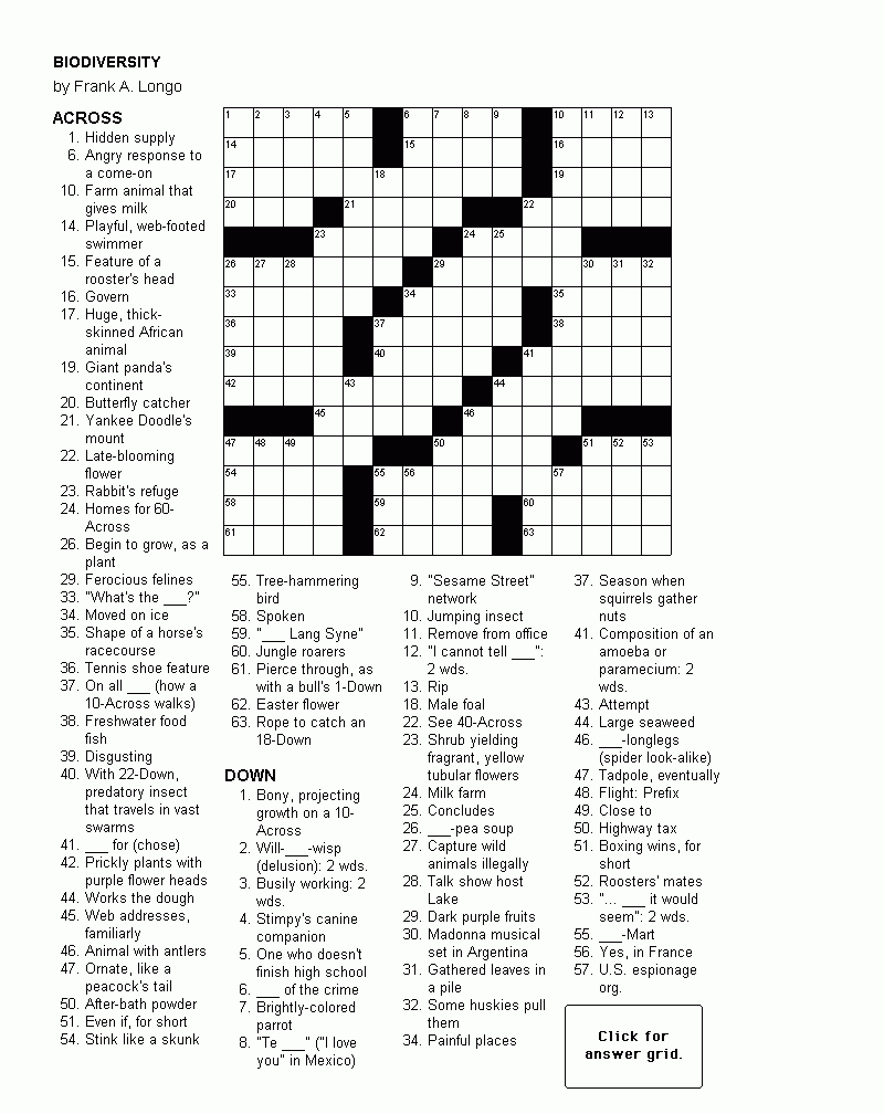 Crossword Puzzle: Biodiversity | English Resources | Pinterest - Free Daily Online Printable Crossword Puzzles