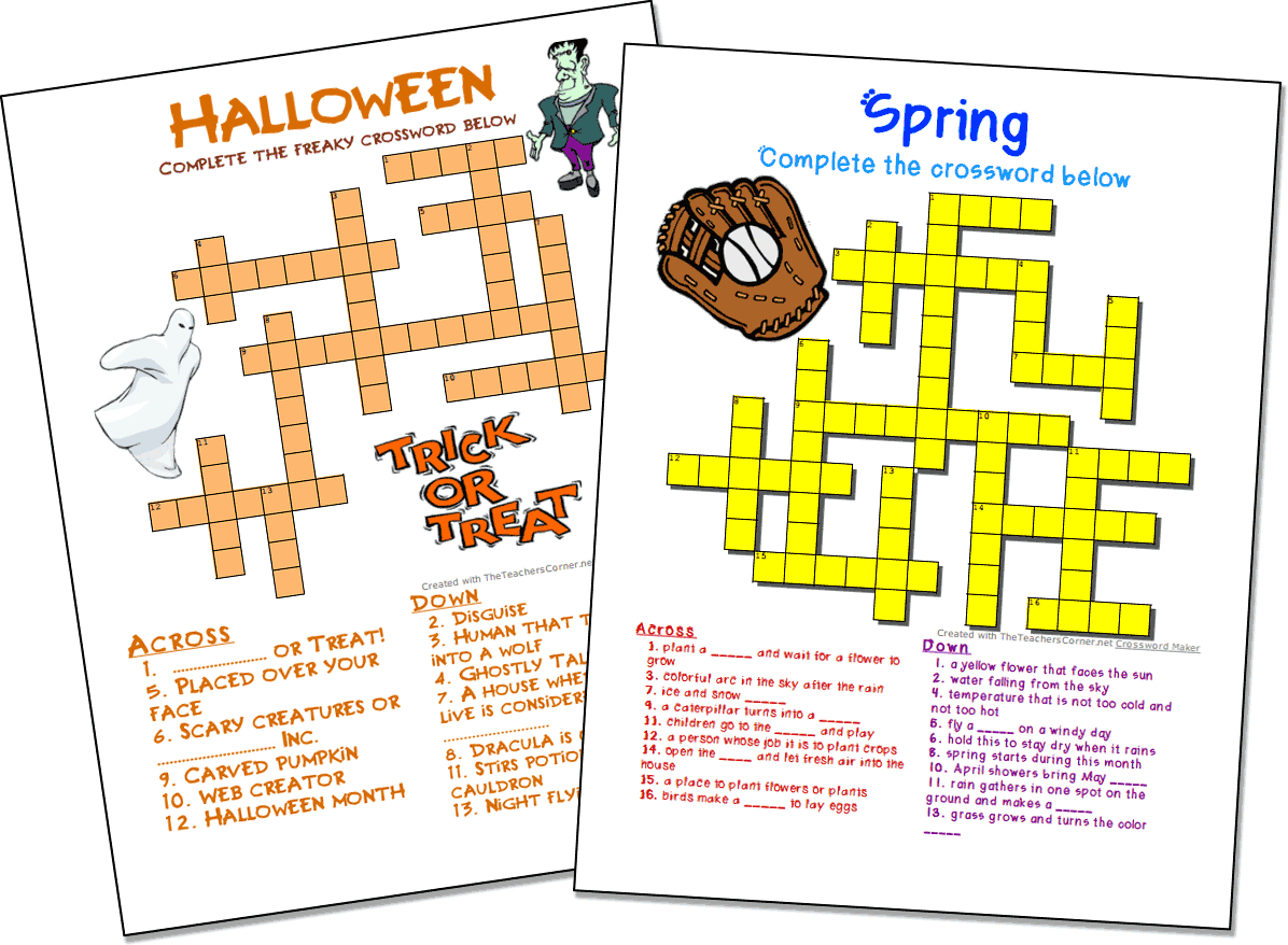 Crossword Puzzle Maker | World Famous From The Teacher&amp;#039;s Corner - Puzzle Maker Printable Free