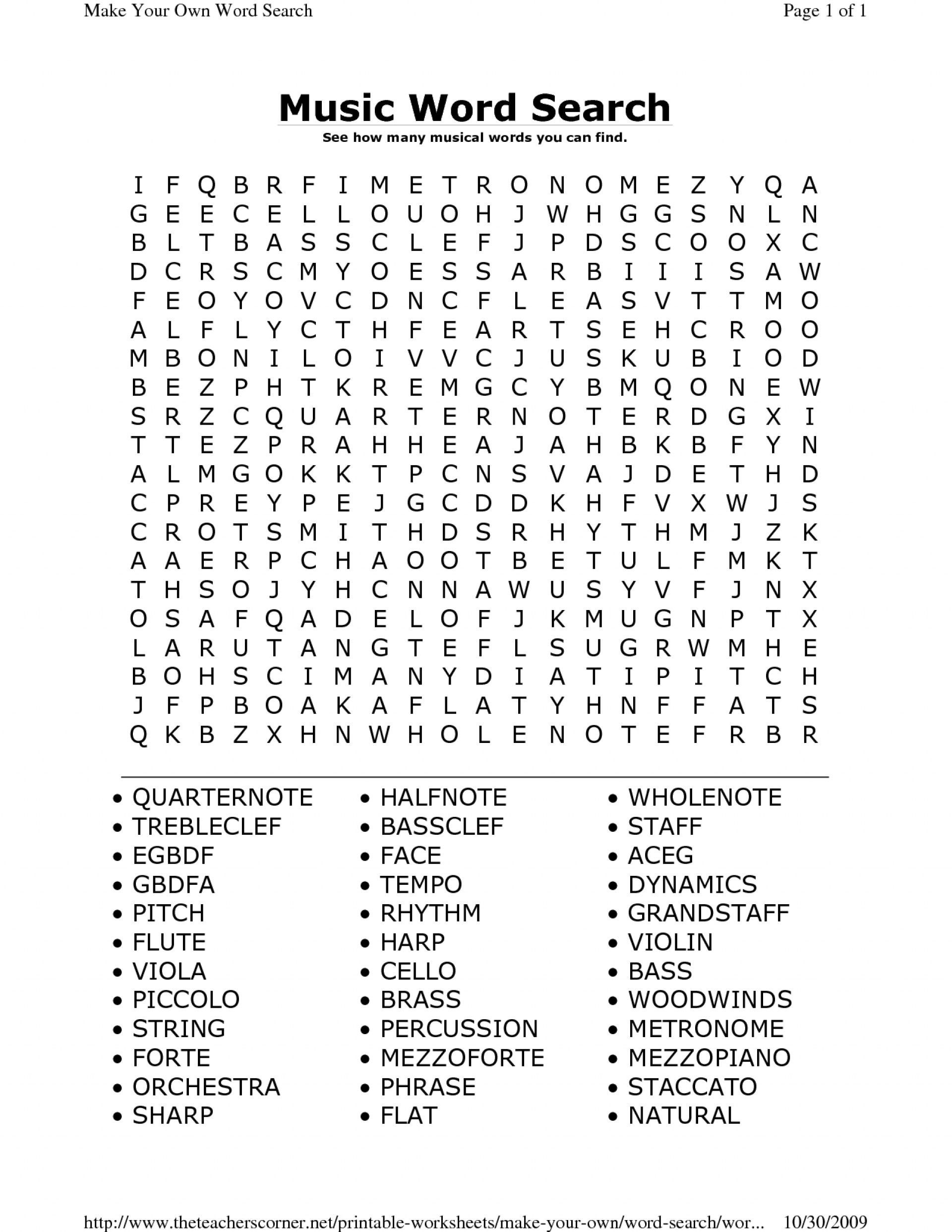 Crossword Puzzle Printable Music Crosswords ~ Themarketonholly - Free Printable Music Word Searches