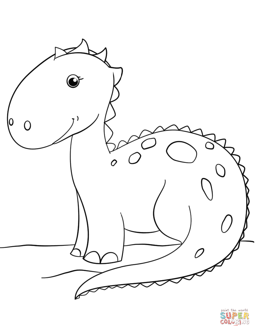 Cute Cartoon Dinosaur Coloring Page | Free Printable Coloring Pages - Free Printable Dinosaur Coloring Pages