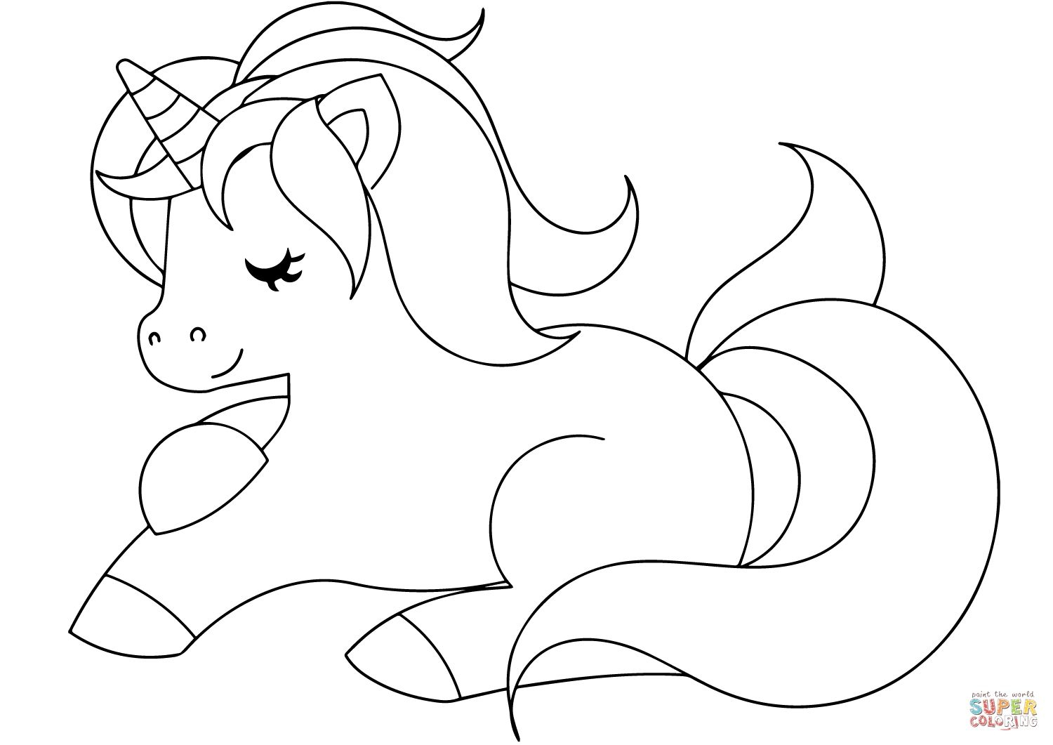 Cute Unicorn Coloring Page | Free Printable Coloring Pages With - Free Coloring Pages Com Printable