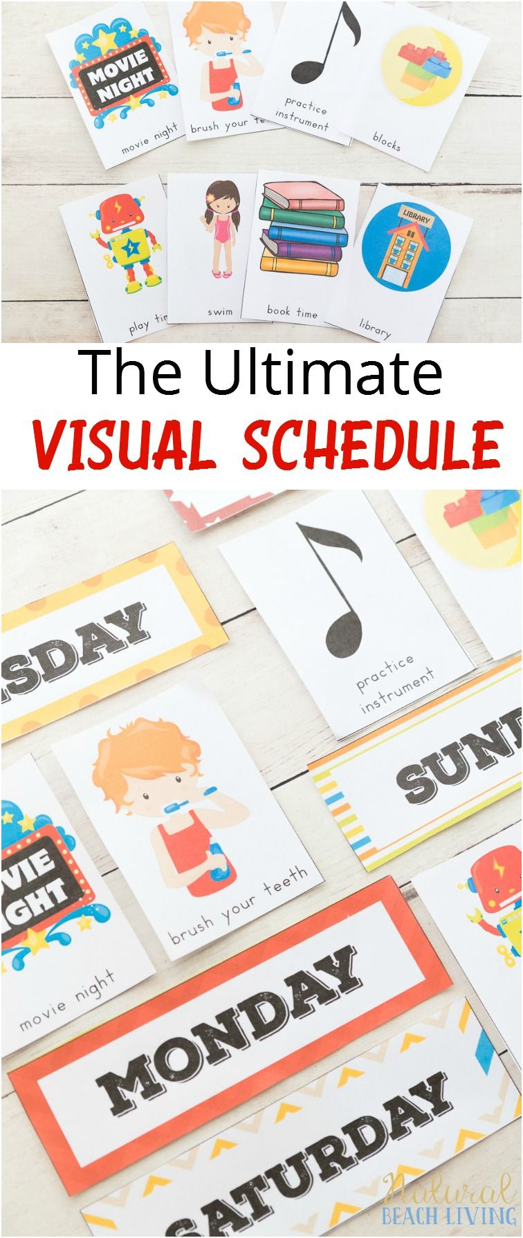 Daily Visual Schedule For Kids Free Printable | Routine Enfant - Free Printable Schedule Cards