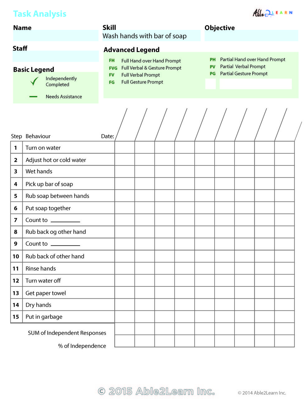 Data Sheets: Washing Hands With Bar Of Soap: 1 Page | Data Sheets - Free Printable Data Sheets