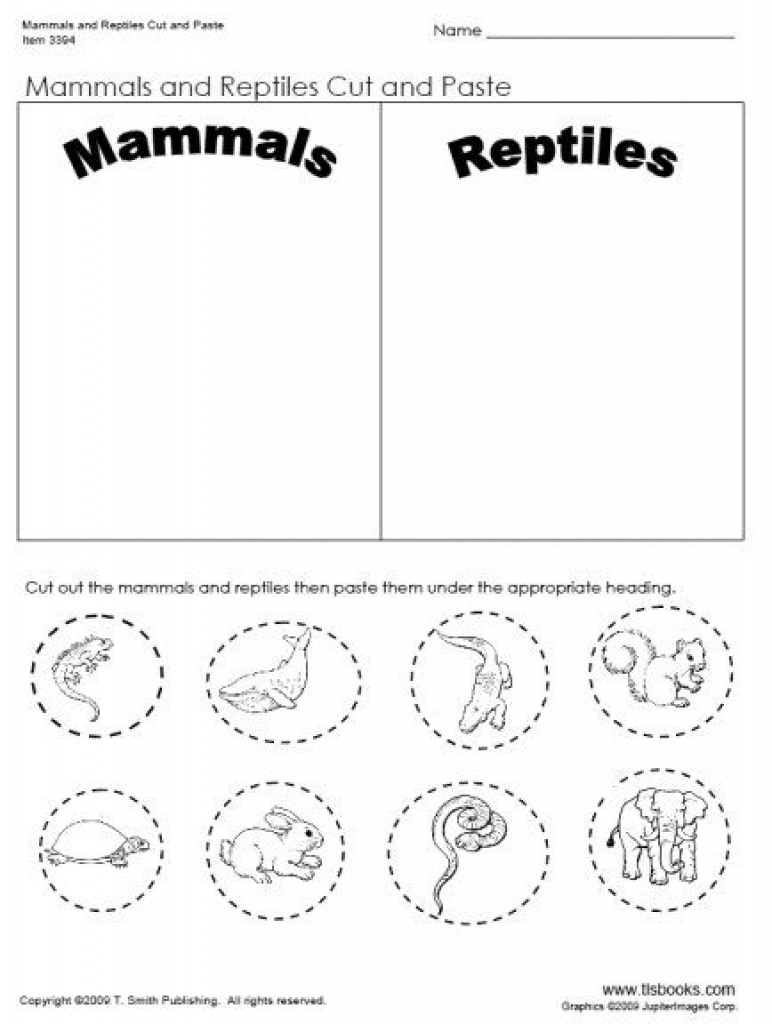 Day 32- Mammal And Reptiles Cut And Paste Worksheet | Preschool Josh - Free Printable Reptile Worksheets