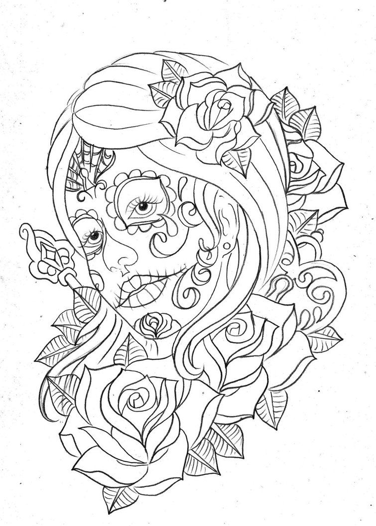 Day Of The Dead Coloring Pages Printable Free | Adult Coloring Pages - Free Printable Day Of The Dead Coloring Pages