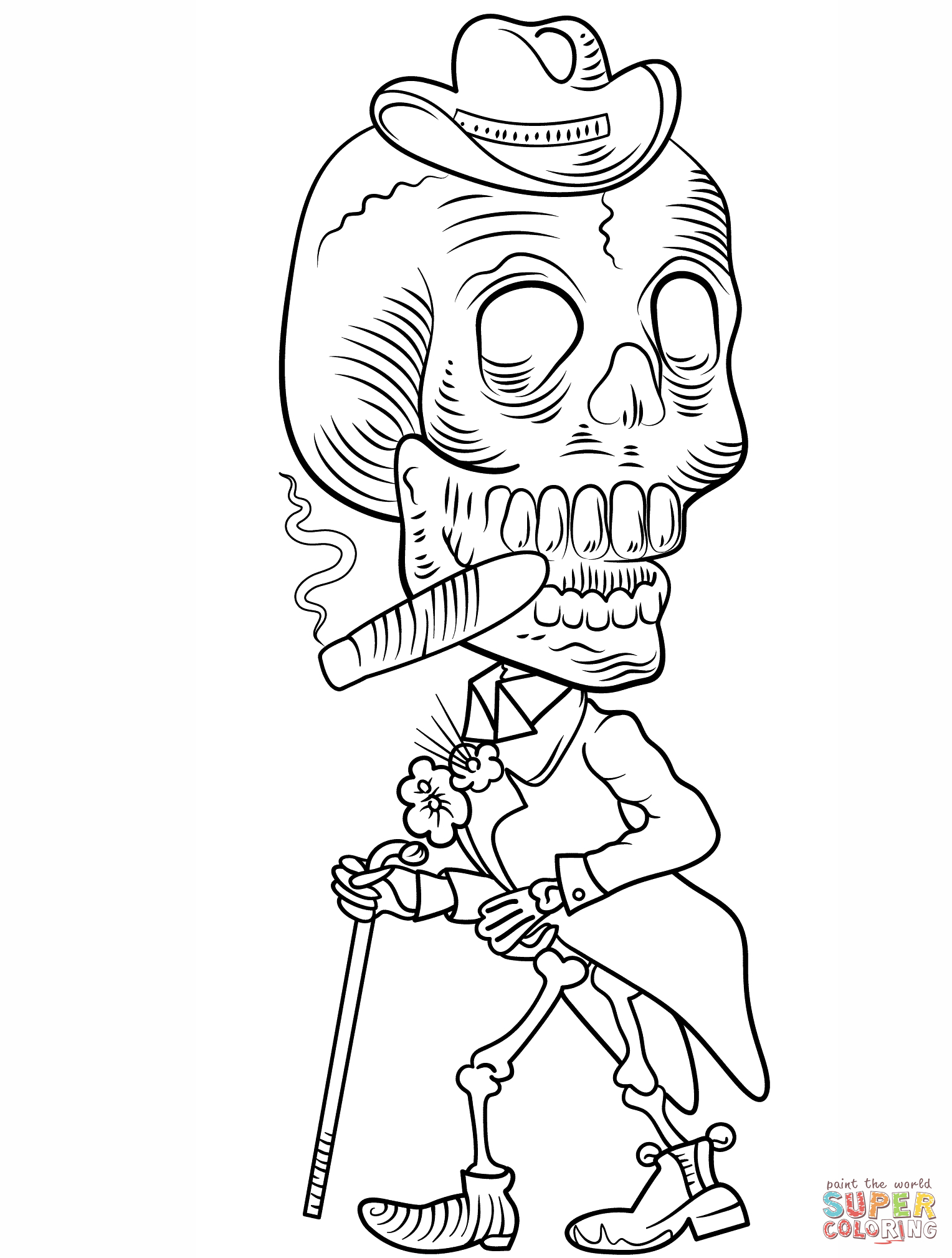 Day Of The Dead Skeleton Coloring Page | Free Printable Coloring Pages - Free Printable Day Of The Dead Coloring Pages