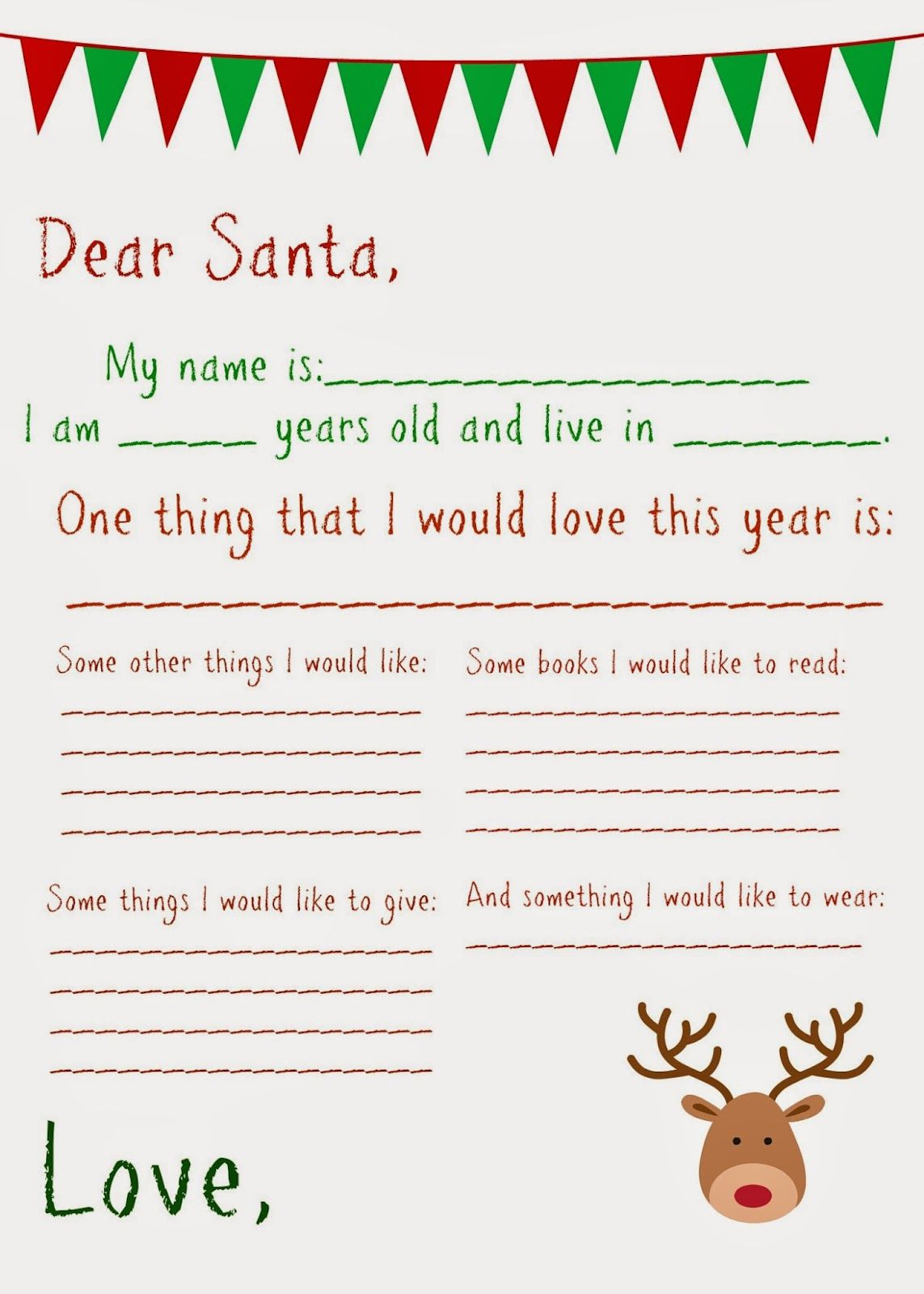 Dear Santa Letter (Free Printable | Christmas Crafts For Kids To - Letter To Santa Template Free Printable