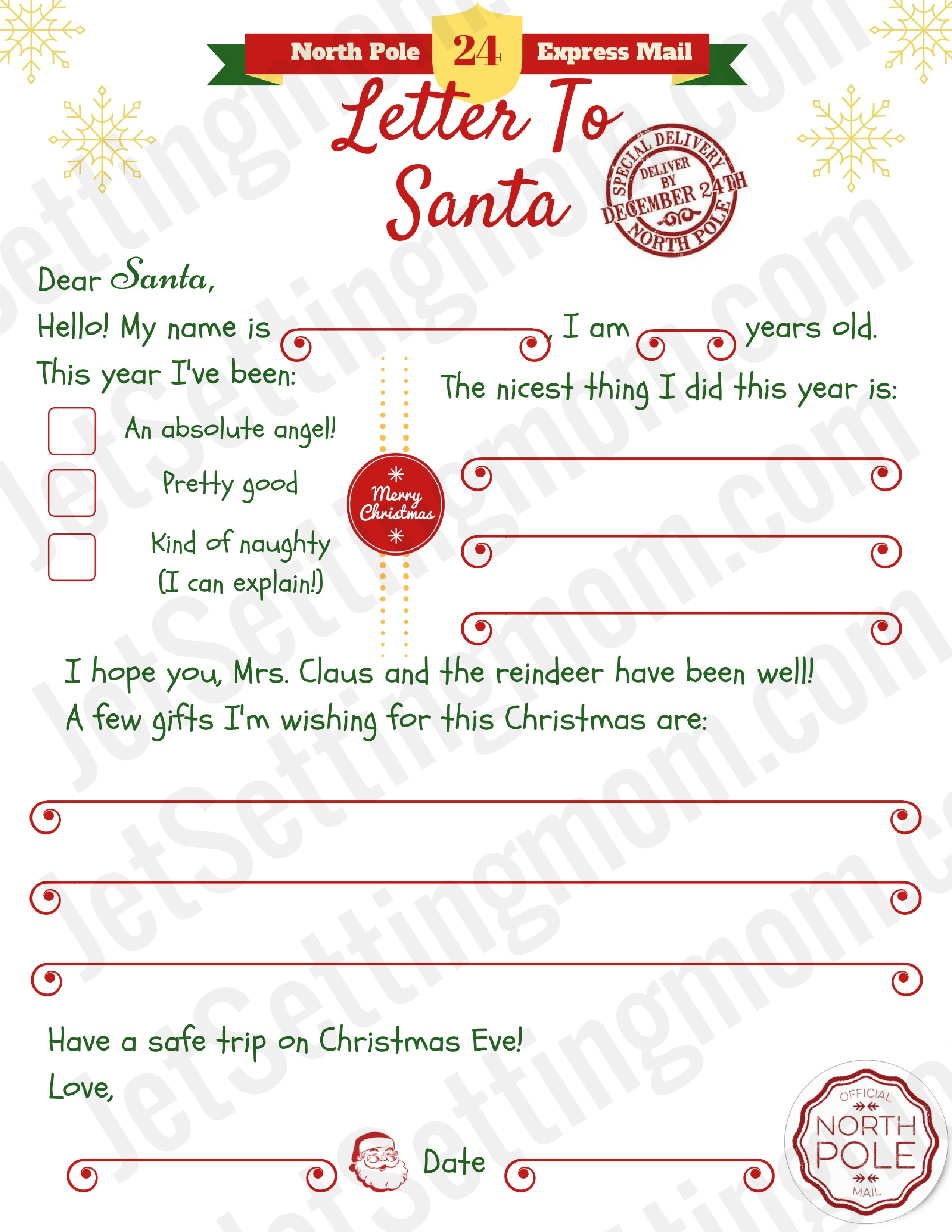 Dear Santa Letter Template Printable Best Printable Letter To Santa - Free Printable Letter From Santa Template