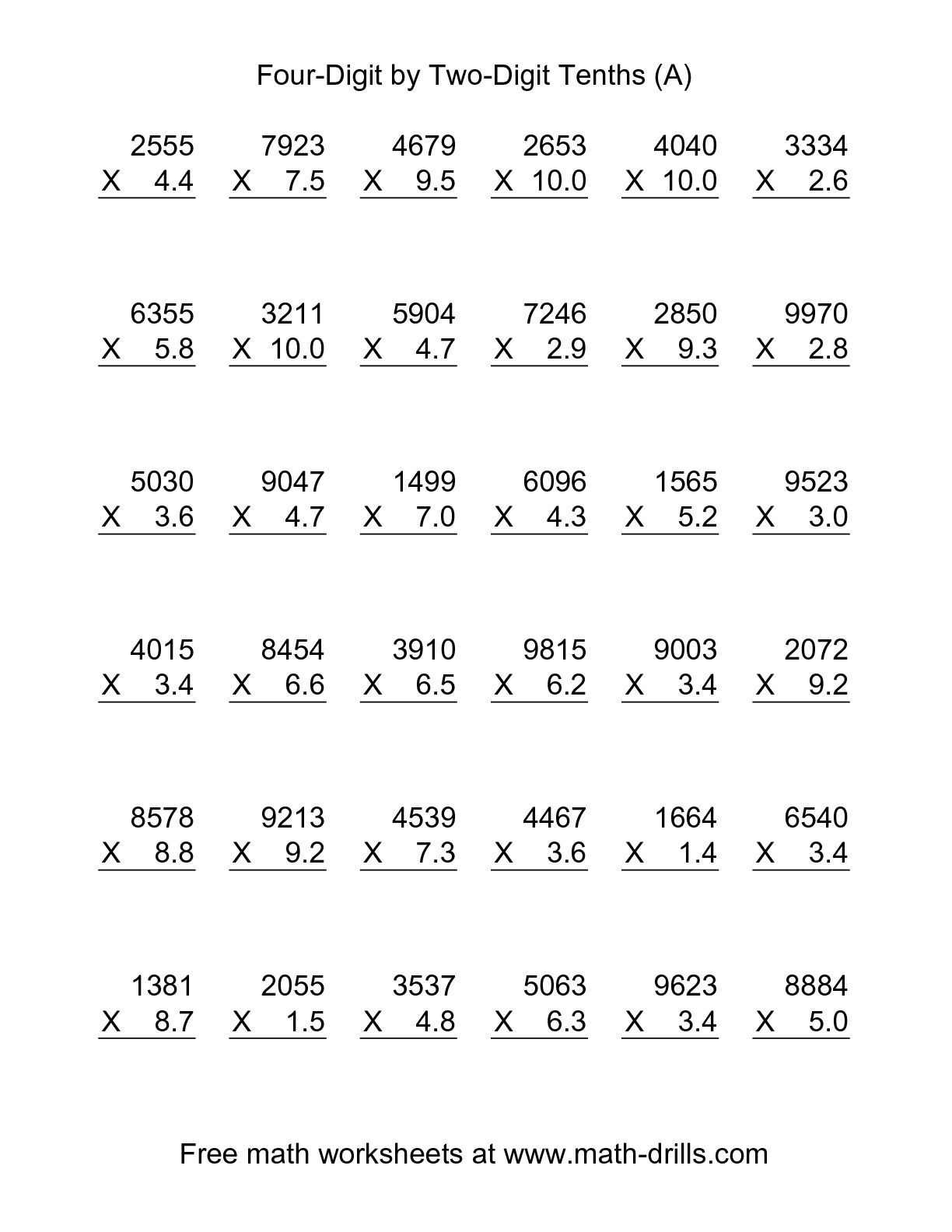 Decimal Multiplication And Division Worksheets Free Printables With - Multiplying Decimals Free Printable Worksheets