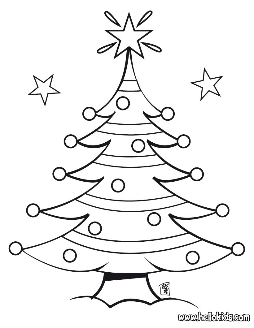 Decorated Christmas Tree Coloring Pages - Hellokids - Free Printable Christmas Tree Images