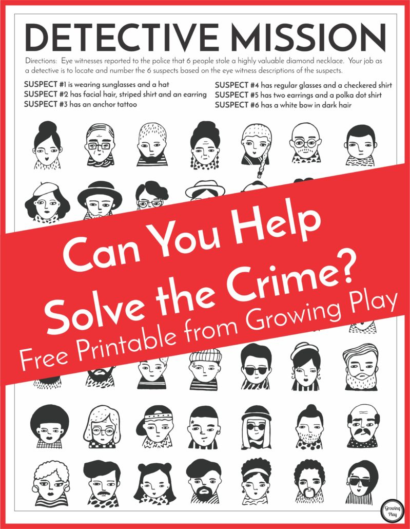 Detective Puzzle For Kids - Free Printable - Growing Play - Free Printable Detective Games