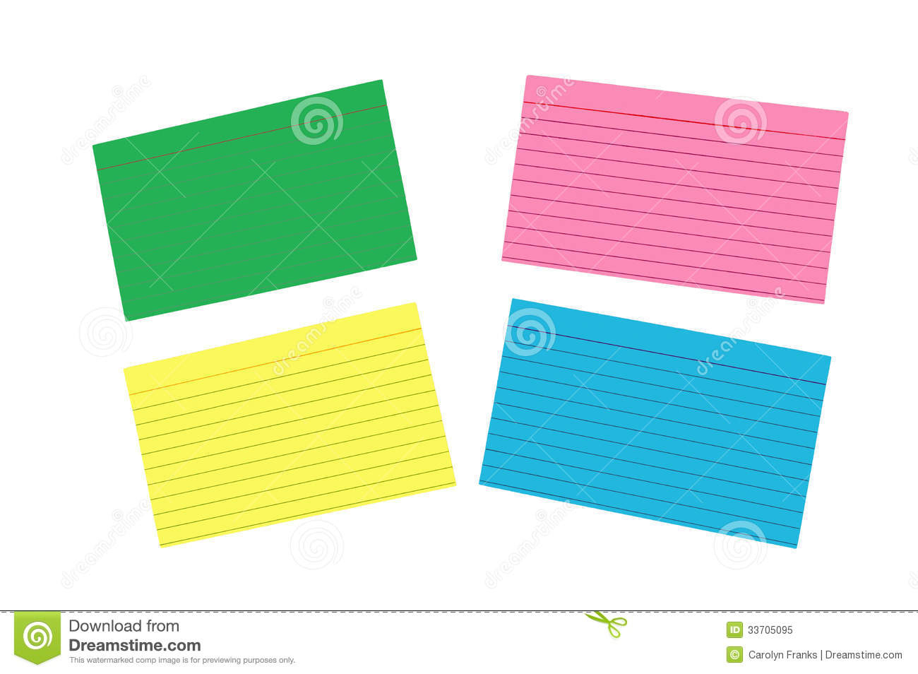 Different Colored Blank Index Cards Isolated Stock Image - Image Of - Free Printable Blank Index Cards