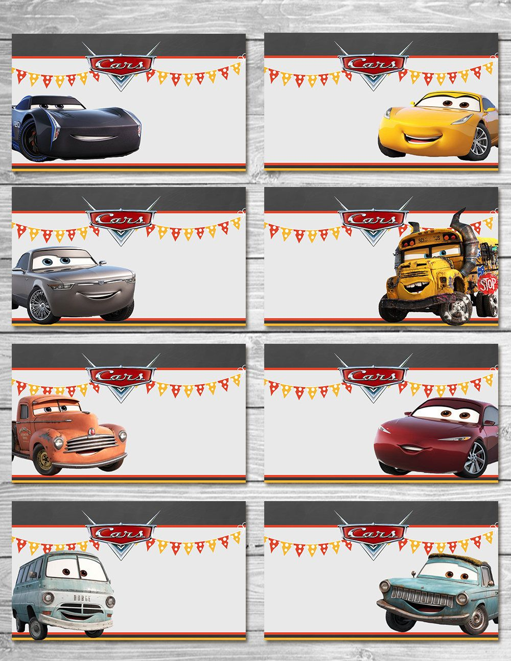 Disney Cars 3 Food Tents Chalkboard Set 3 - Cars Food Label - Disney - Free Printable Cars Food Labels