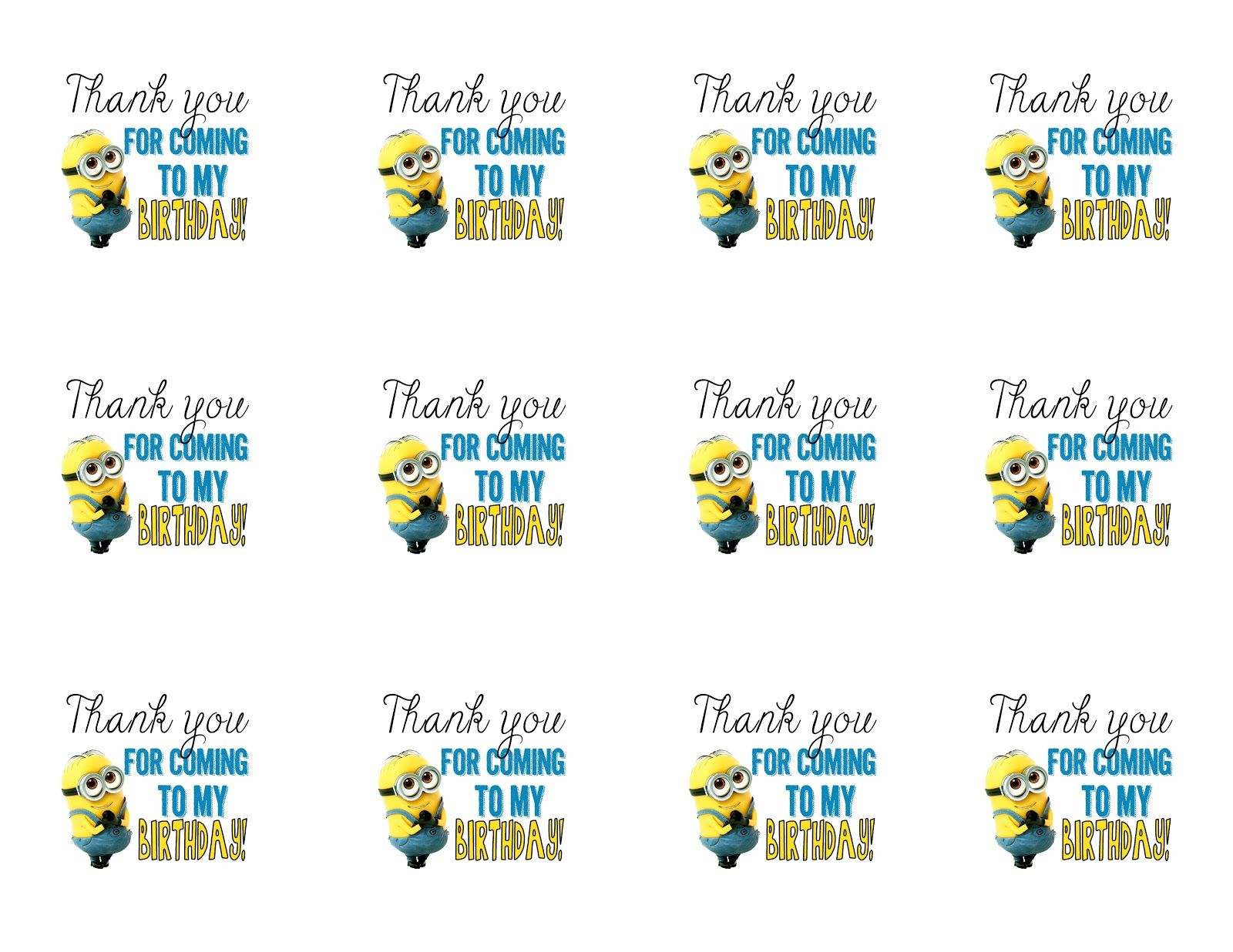 Diy Design Den: Minion Birthday Party With Free Printables. | Minion - Thanks A Minion Free Printable