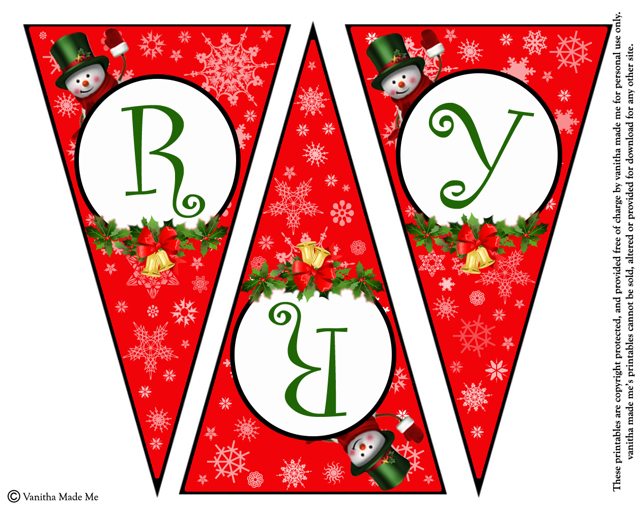 Diy Free Printable Christmas Banner | Vanitha Made Me - Free Printable Christmas Banner