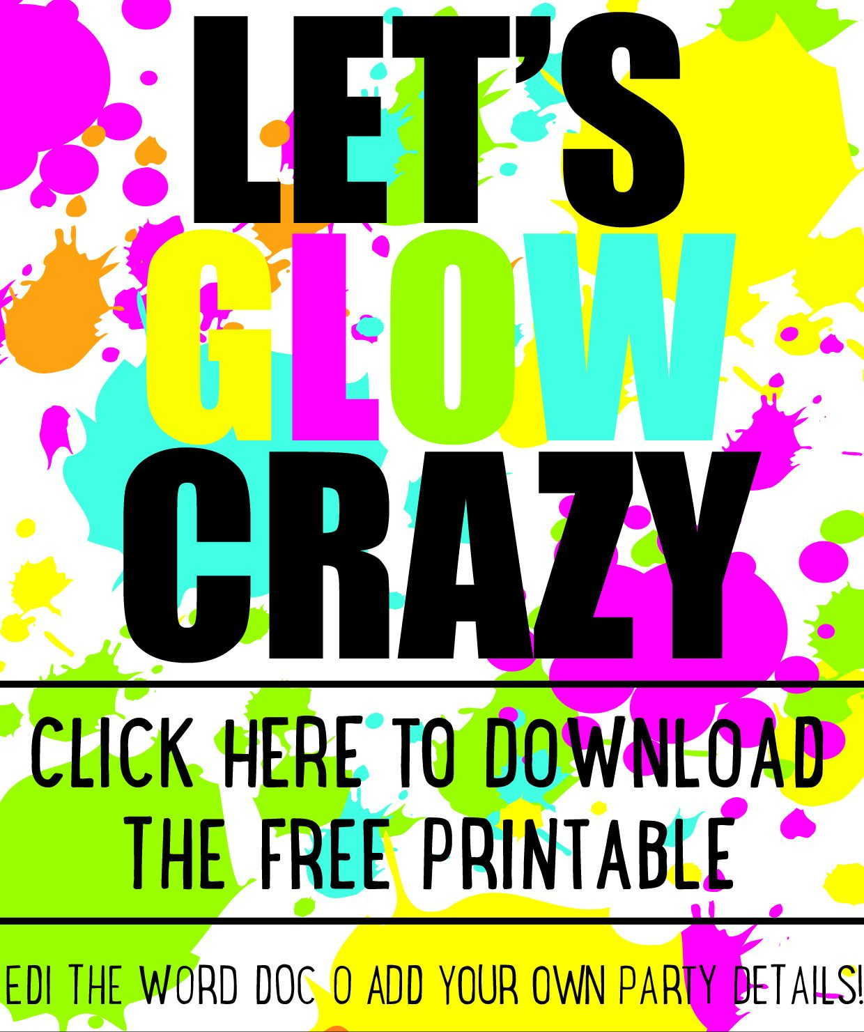 Diy Glow Party Invitations - Free Printable | Birthday Party - Free Printable Glow In The Dark Birthday Party Invitations