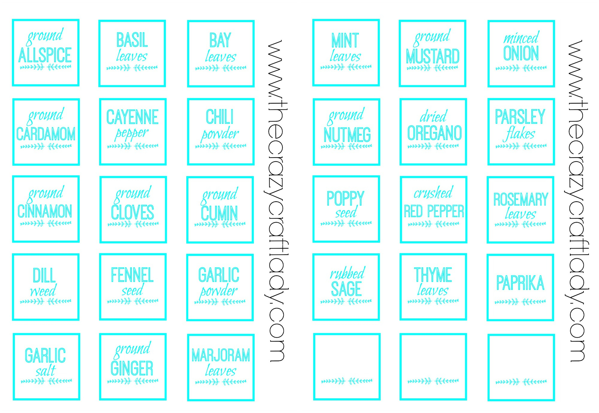 Diy Spice Jar Labels (Using Picmonkey) - The Crazy Craft Lady - Free Printable Spice Labels