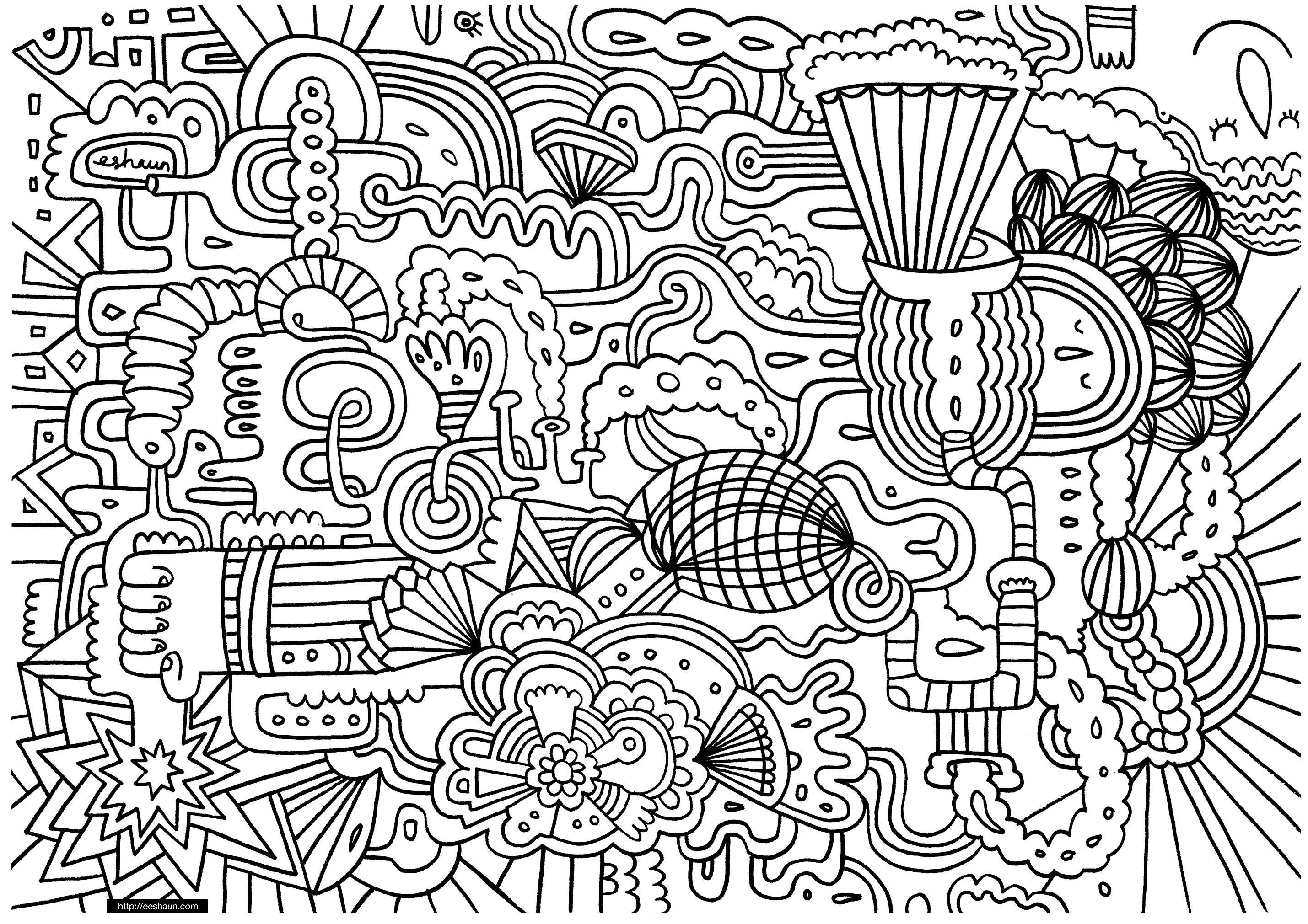 Doodle Art For Children - Doodle Art Kids Coloring Pages - Free Printable Doodle Art Coloring Pages