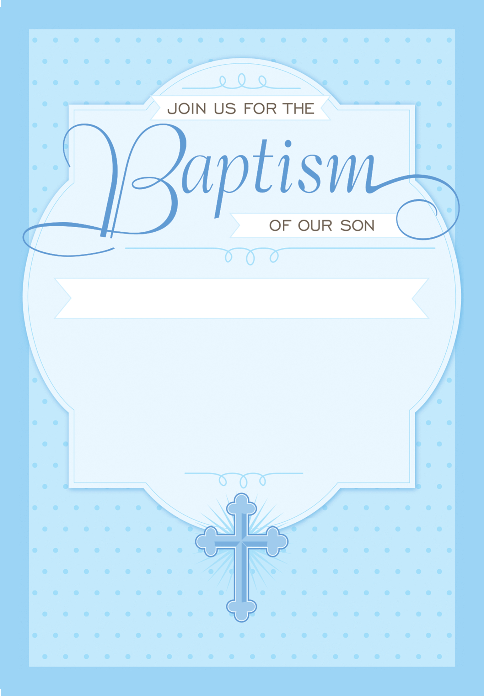 Dotted Blue - Free Printable Baptism &amp;amp; Christening Invitation - Free Printable Baptism Greeting Cards