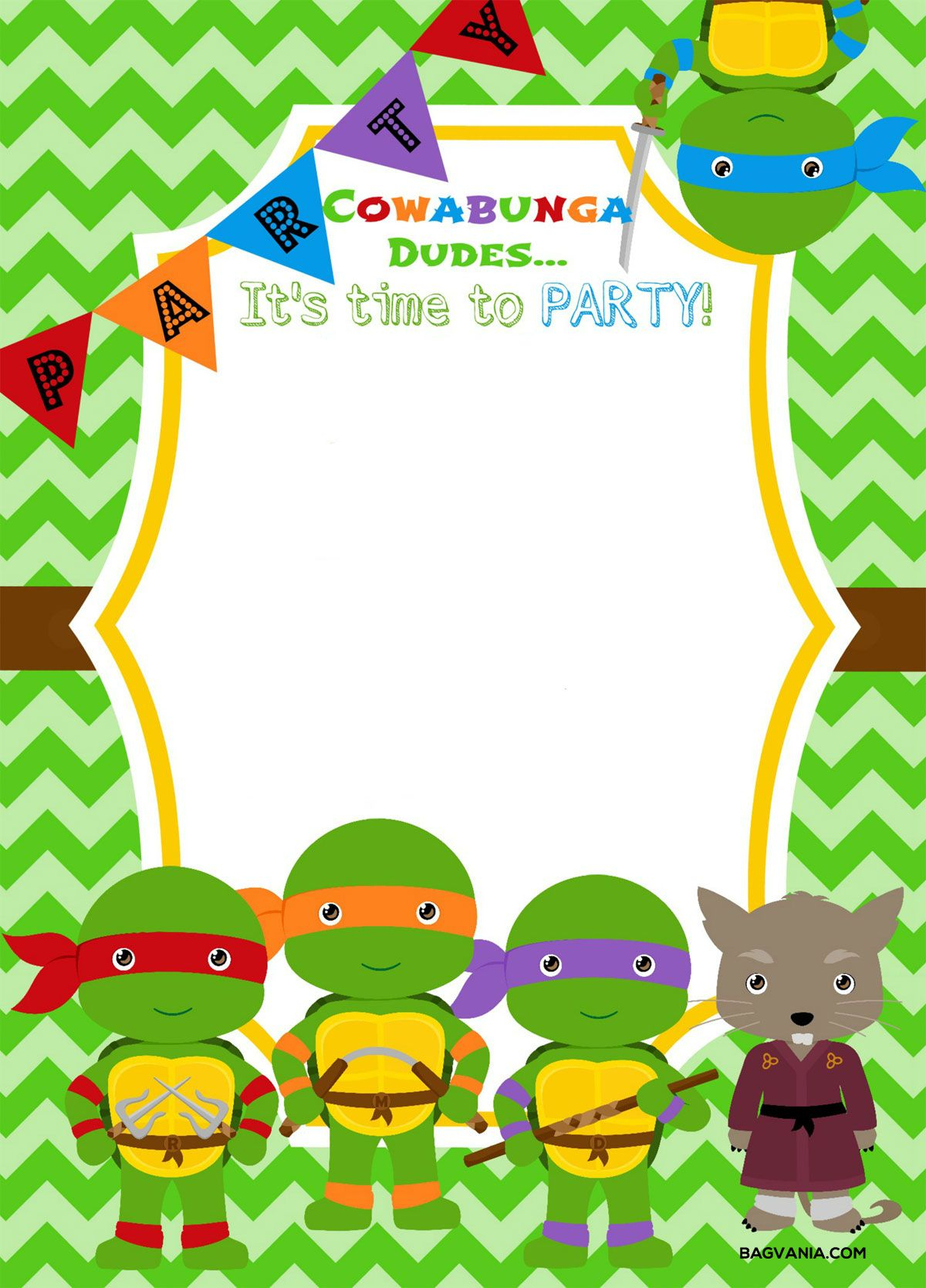 Download Now Free Printable Ninja Turtle Birthday Party Invitations - Free Printable Teenage Mutant Ninja Turtle Cupcake Toppers