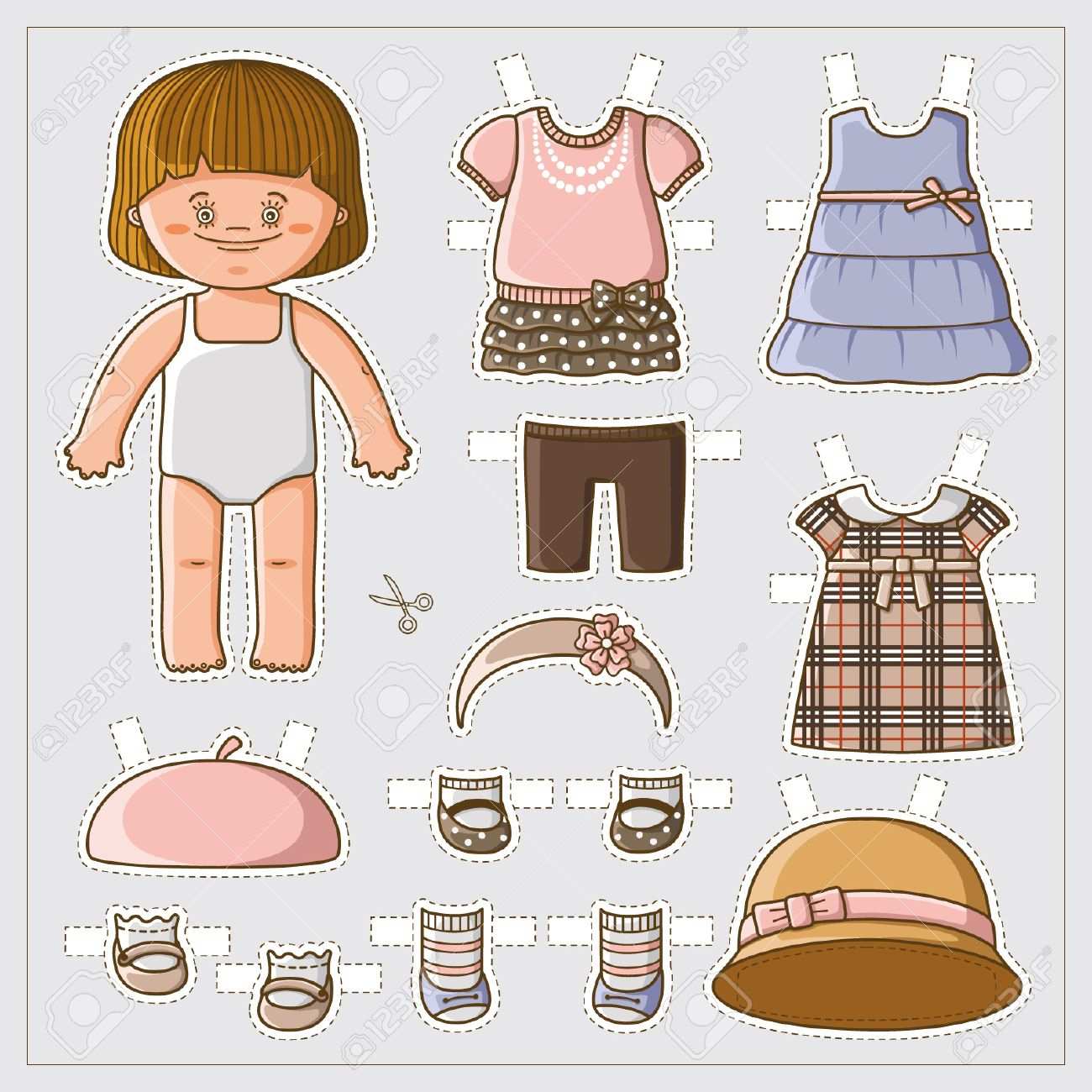 Dress Up Cute Paper Doll With Body Template Royalty Free Cliparts - Free Printable Dress Up Paper Dolls