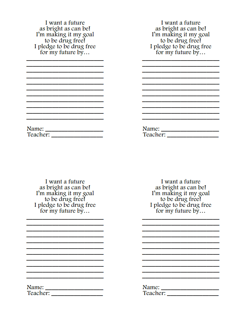 Drug Free Pledge.pdf | Red Ribbon Week - Free Printable Drug Free Pledge Cards