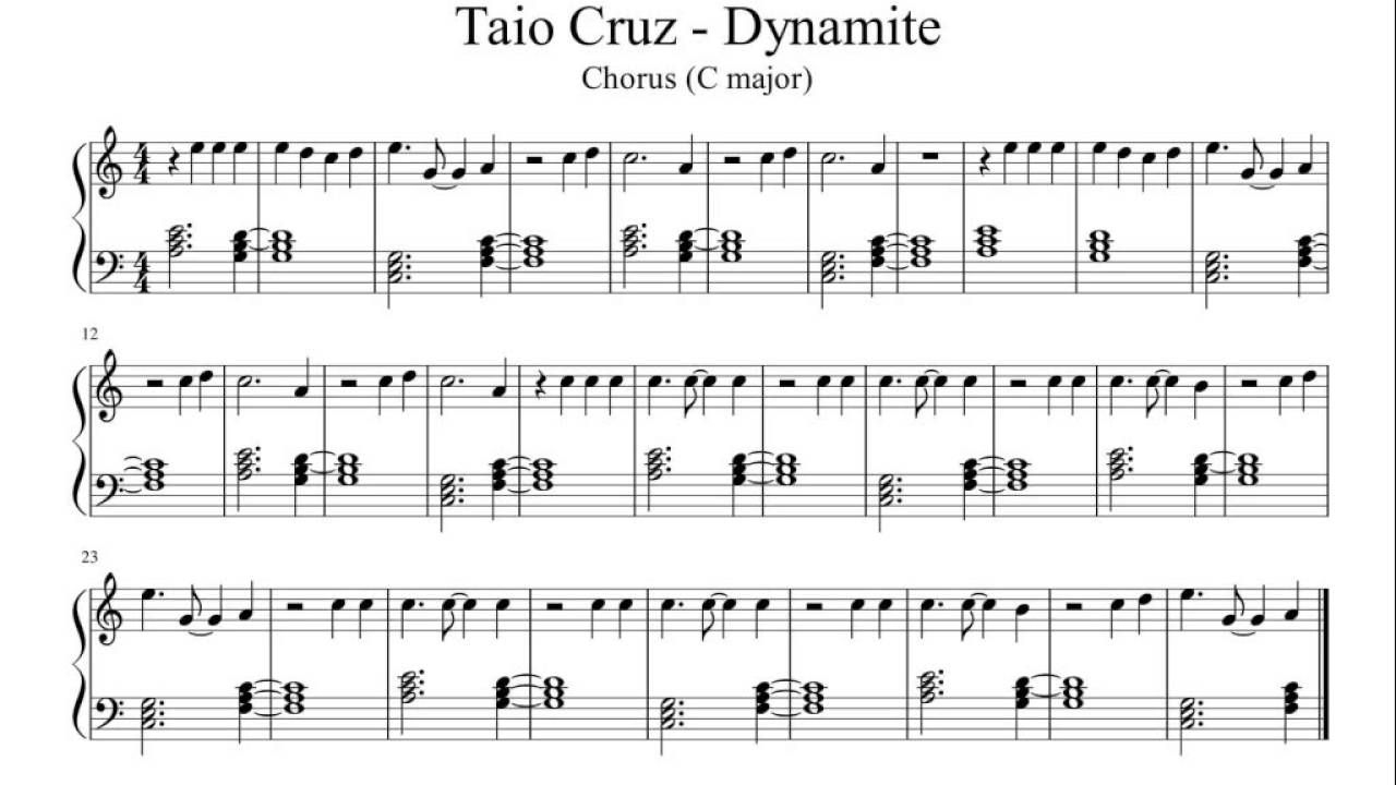 Dynamite - Taio Cruz (Chorus) - Easy Piano Sheet Music | Resin Art - Dynamite Piano Sheet Music Free Printable