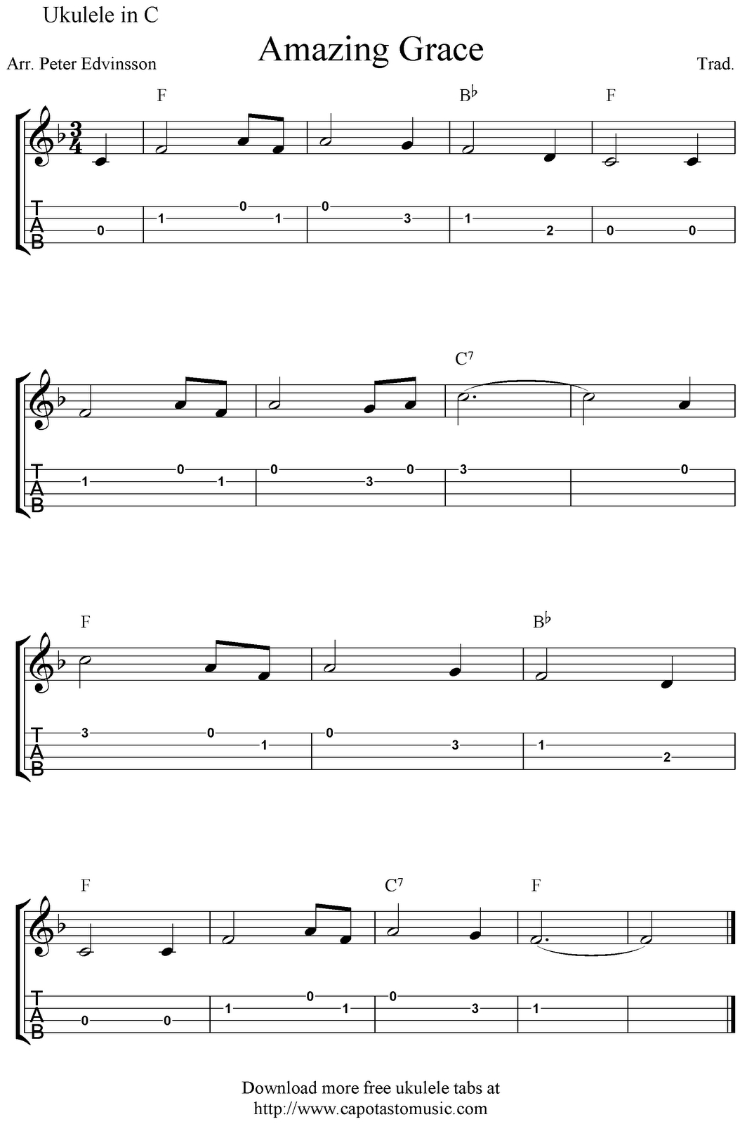 ✓&amp;quot;amazing Grace&amp;quot; Ukulele Sheet Music - Free Printable | Ukulele - Free Printable Ukulele Songs