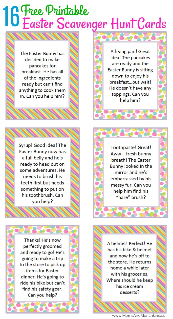 Easter Scavenger Hunt Ideas - Moms &amp;amp; Munchkins - Easter Scavenger Hunt Riddles Free Printable