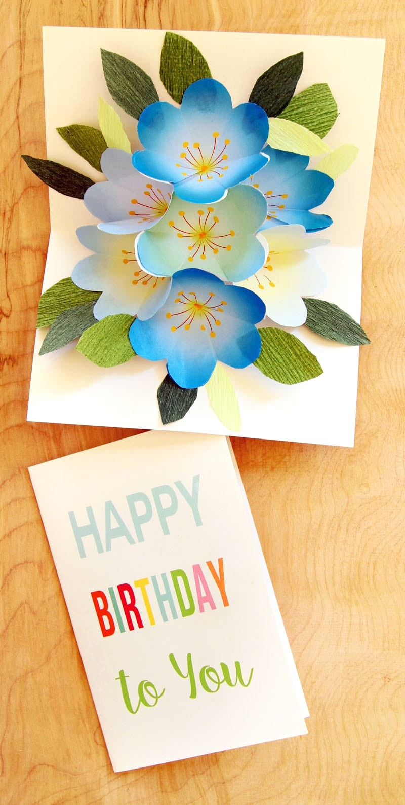 Easy Diy Free Printable Happy Birthday Card Greeting Pop Up Bouquet - Free Printable Happy Birthday Cards For Dad