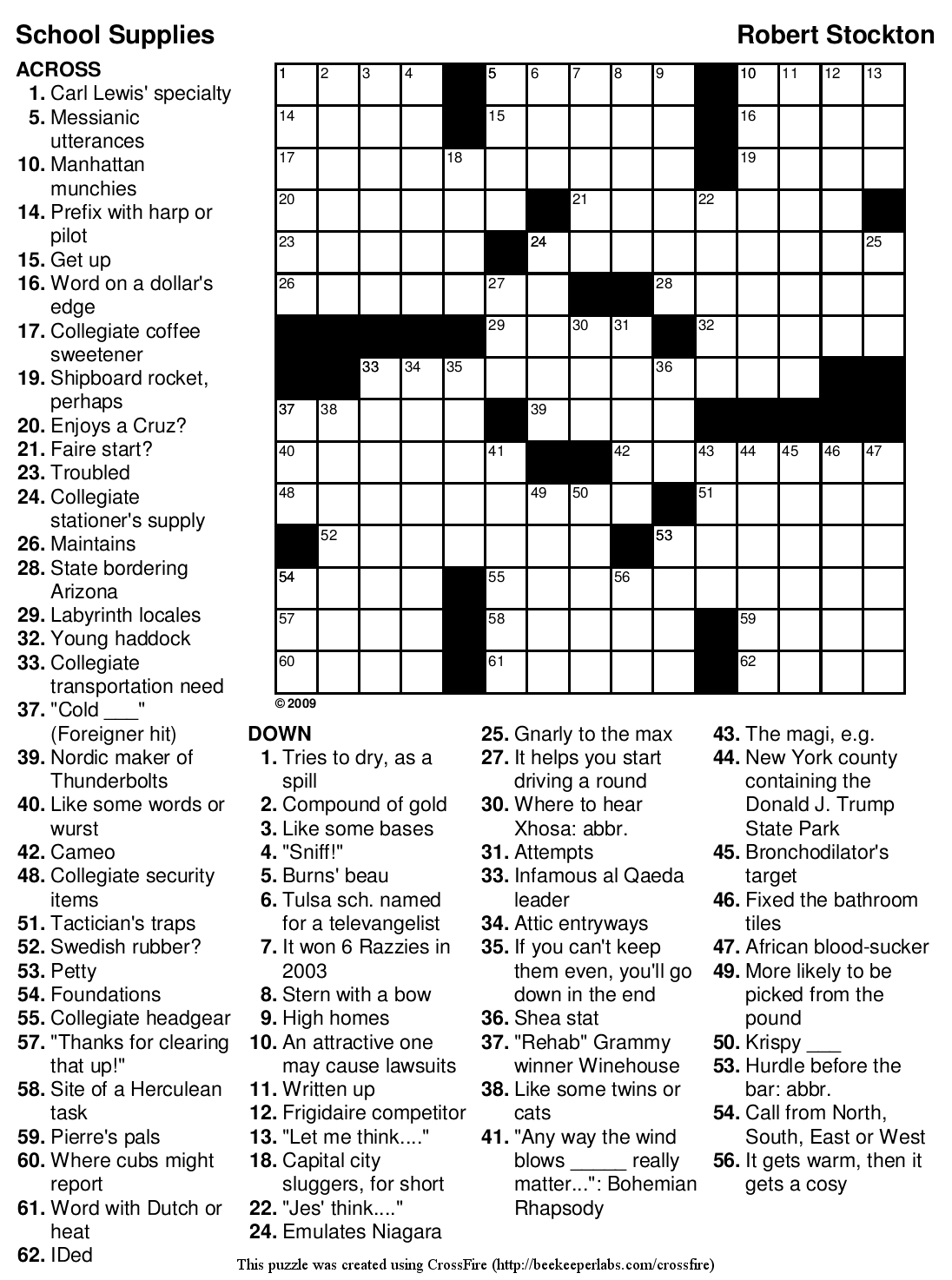 Free Printable Crossword Puzzles Medium Difficulty