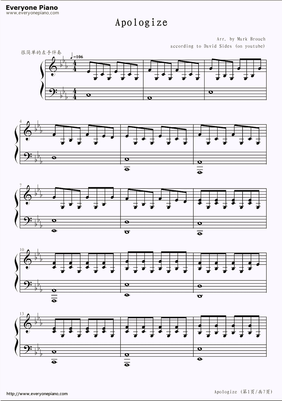 Easy Verson Of Apologizeone Republic | How To Play Piano | Music - Apologize Piano Sheet Music Free Printable