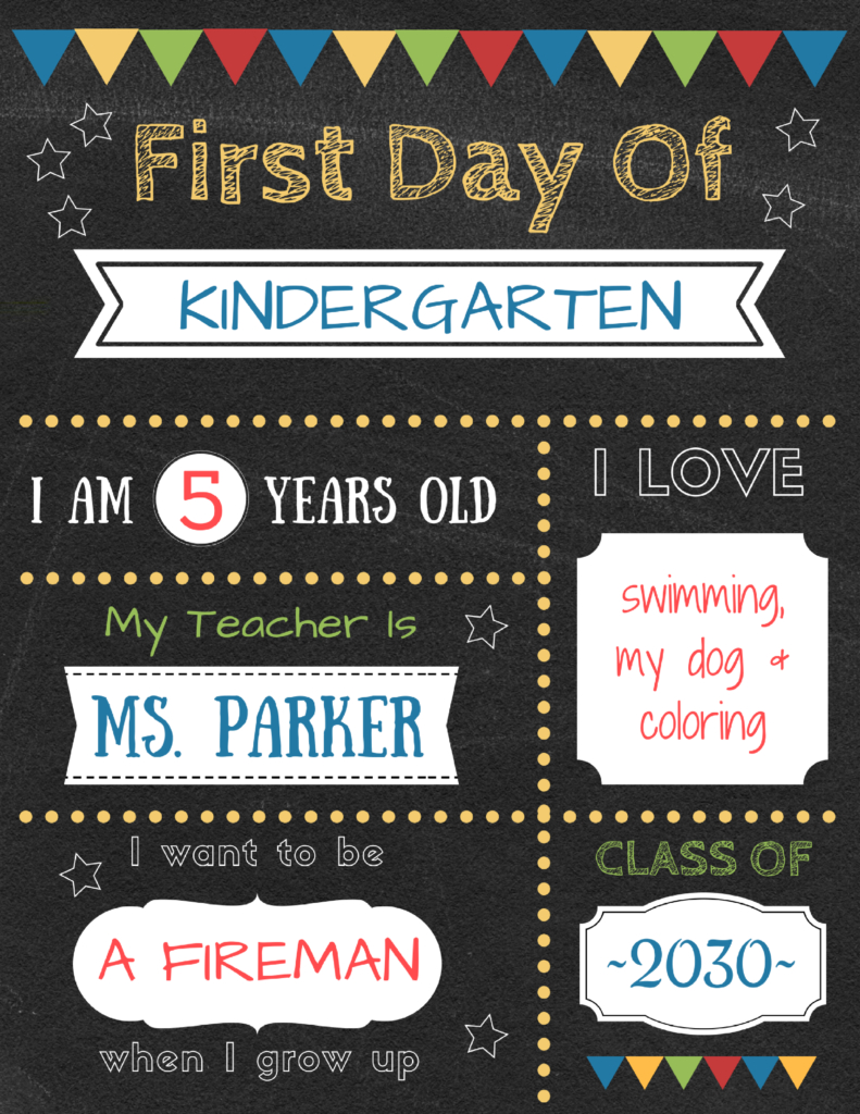 Editable First Day Of School Signs To Edit And Download For Free - My First Day Of Kindergarten Free Printable