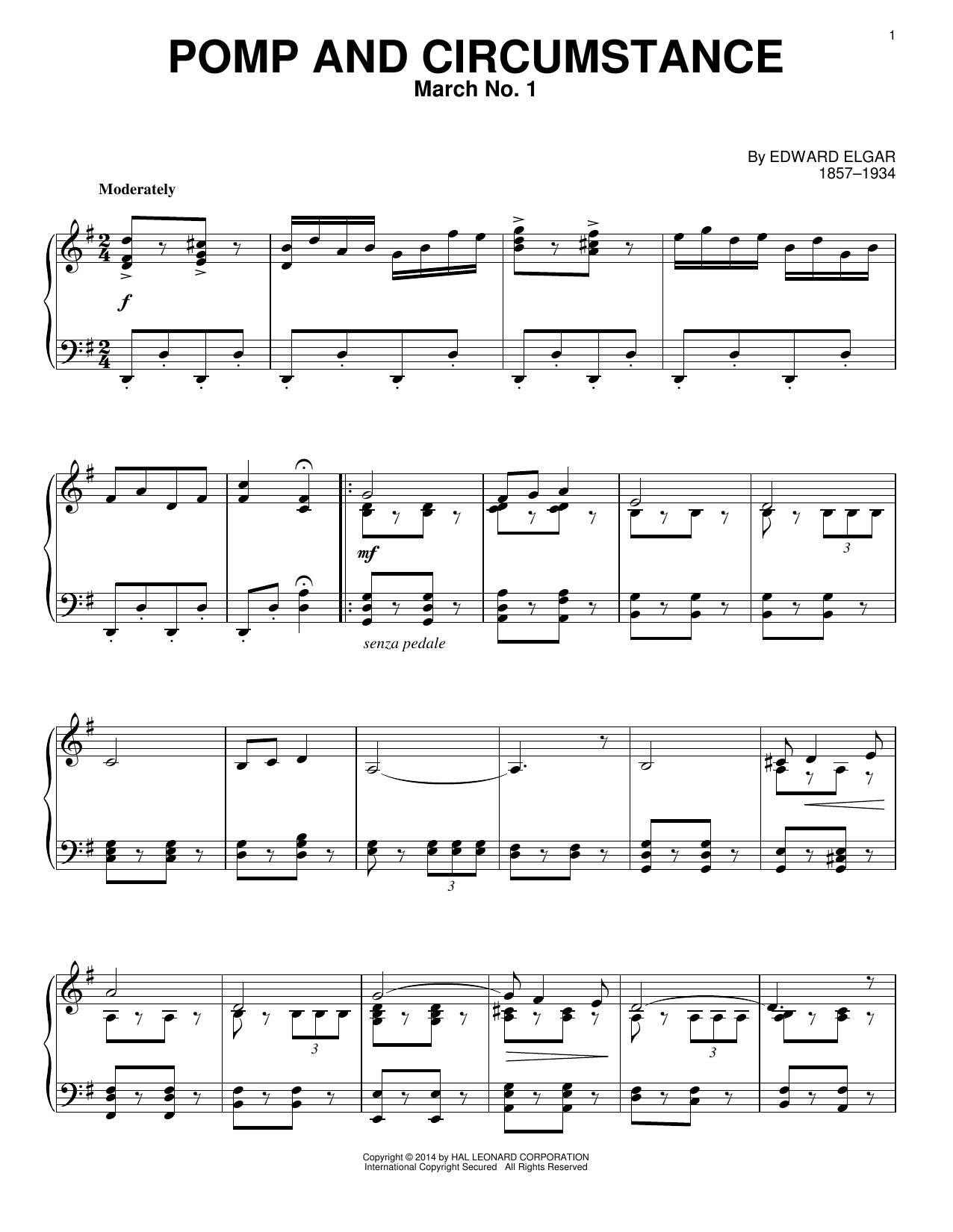 Edward Elgar &amp;quot;pomp And Circumstance, March No. 1&amp;quot; Sheet Music Notes - Free Printable Sheet Music Pomp And Circumstance