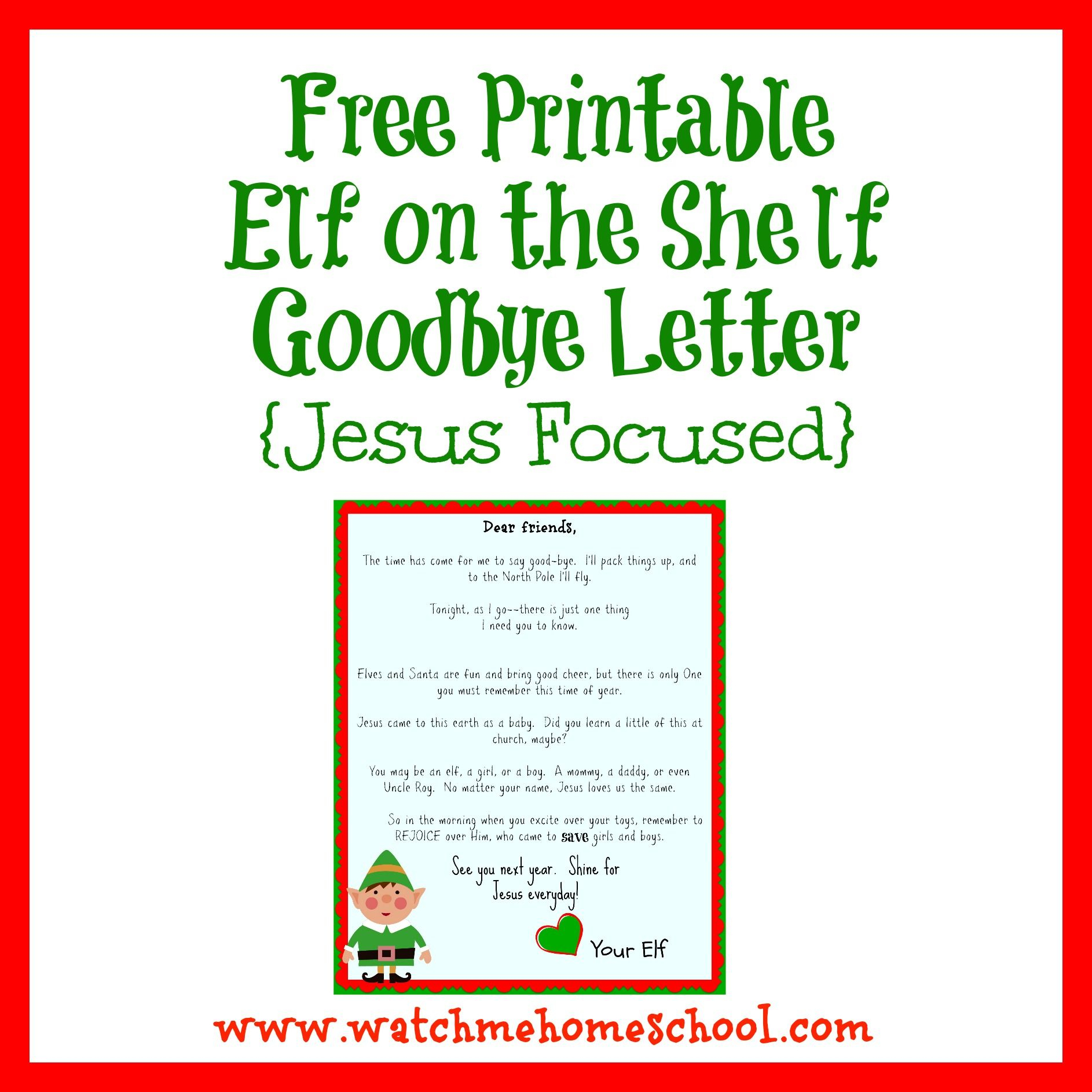 Elf On The Shelf Farewell Letter Printable | Elf On The Shelf - Elf On A Shelf Goodbye Letter Free Printable