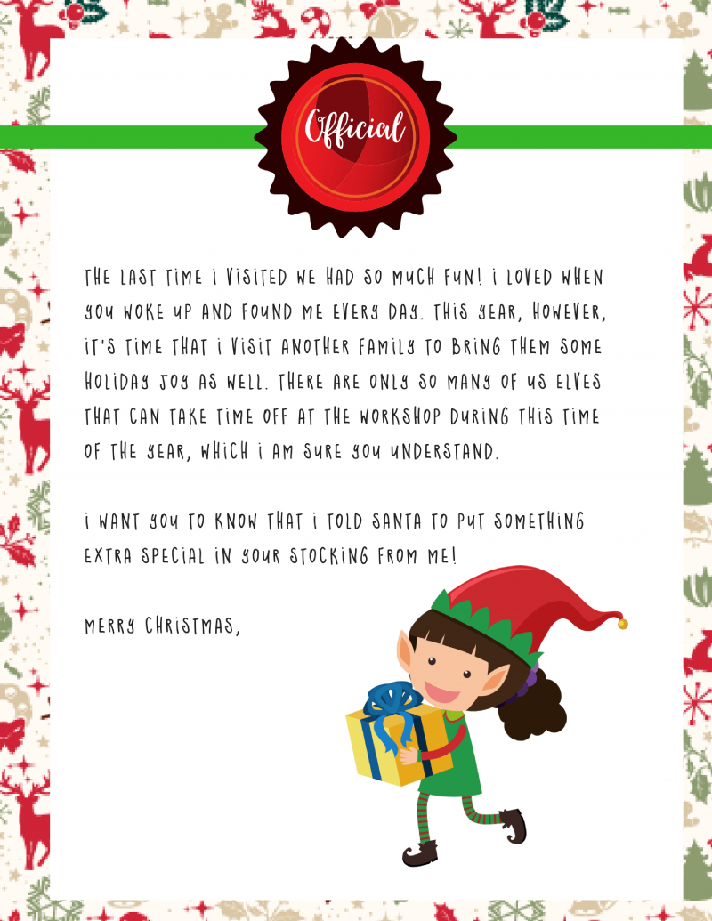 Elf On The Shelf Goodbye Letter : Free Printable - - Free Printable Elf On The Shelf Letter