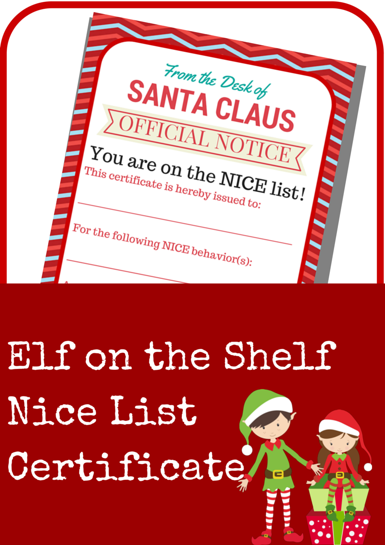 Elf On The Shelf Nice List Certificate Printable - A Grande Life - Good Behaviour Certificates Free Printable