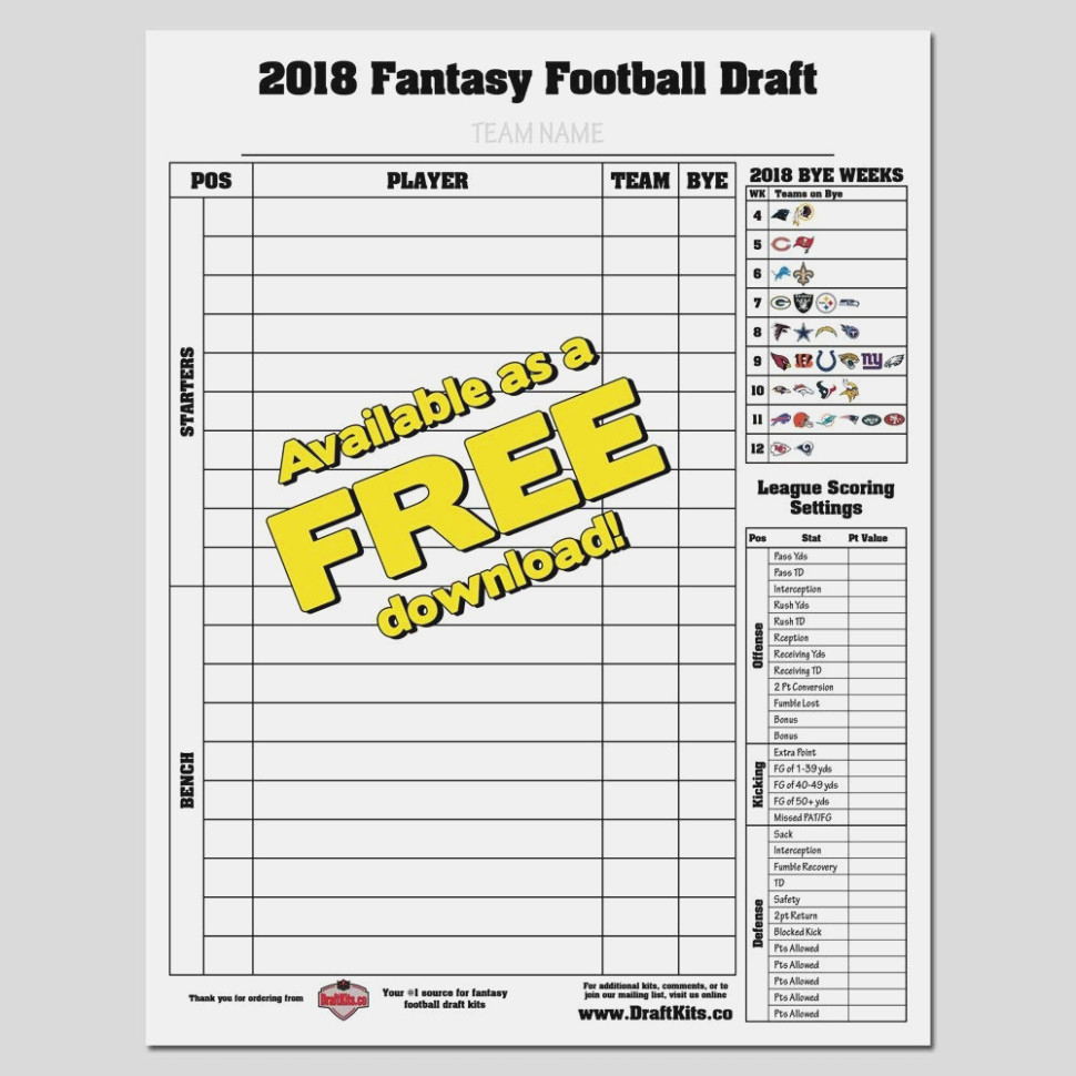 Eliminate Your Fears And Doubts | Label Design Inspiration - Free Fantasy Football Draft Kit Printable
