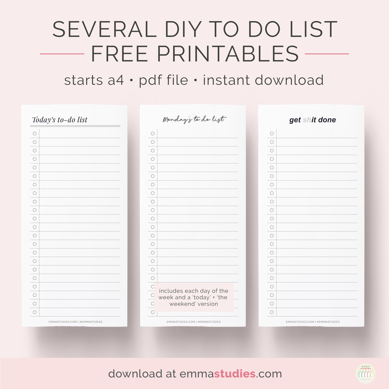 Emma&amp;#039;s Studyblr — Diy To Do List Free Printables I Recently Was - Free Printable List