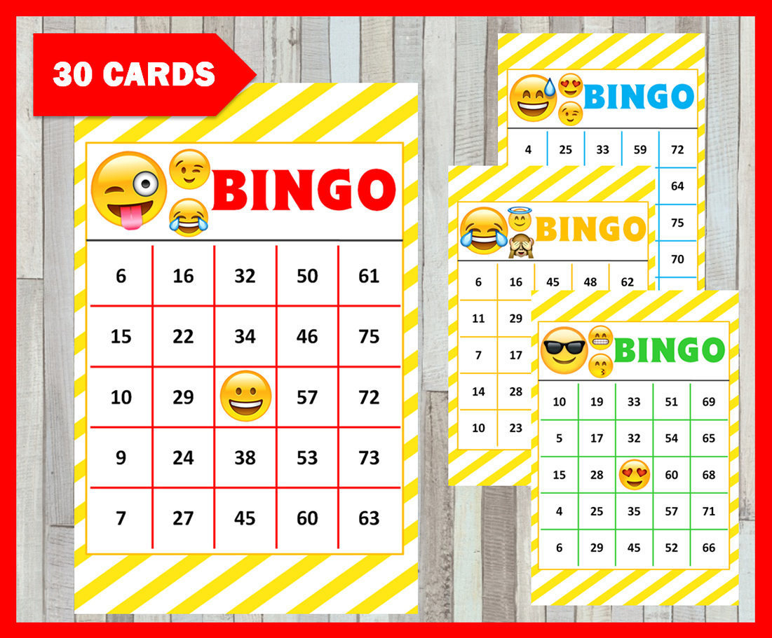 Emoji Bingo Game 30 Cards Emoji Bingo Cards Instant Download | Etsy - Free Emoji Bingo Printable