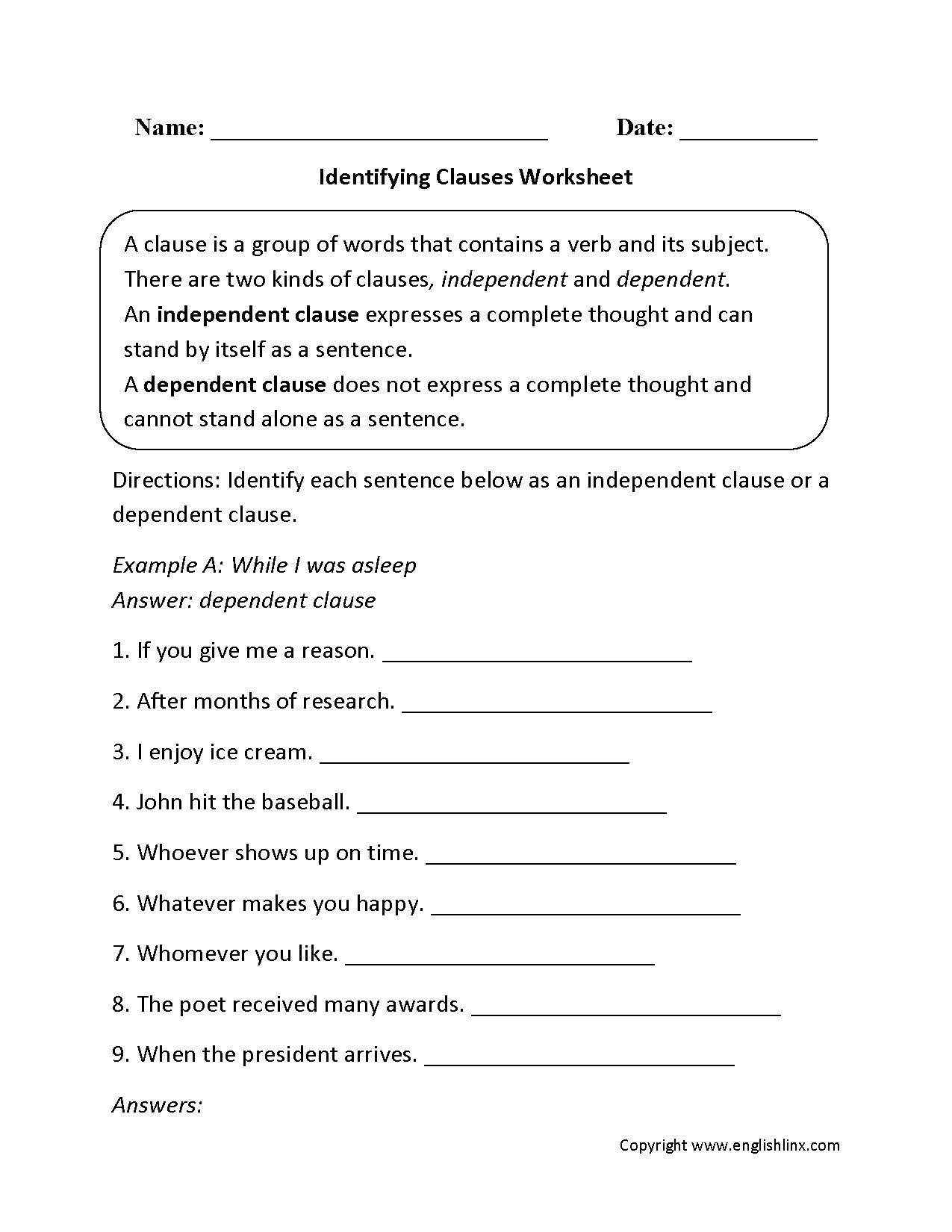 Englishlinx | Clauses Worksheets - Free Printable 5 W&amp;#039;s Worksheets