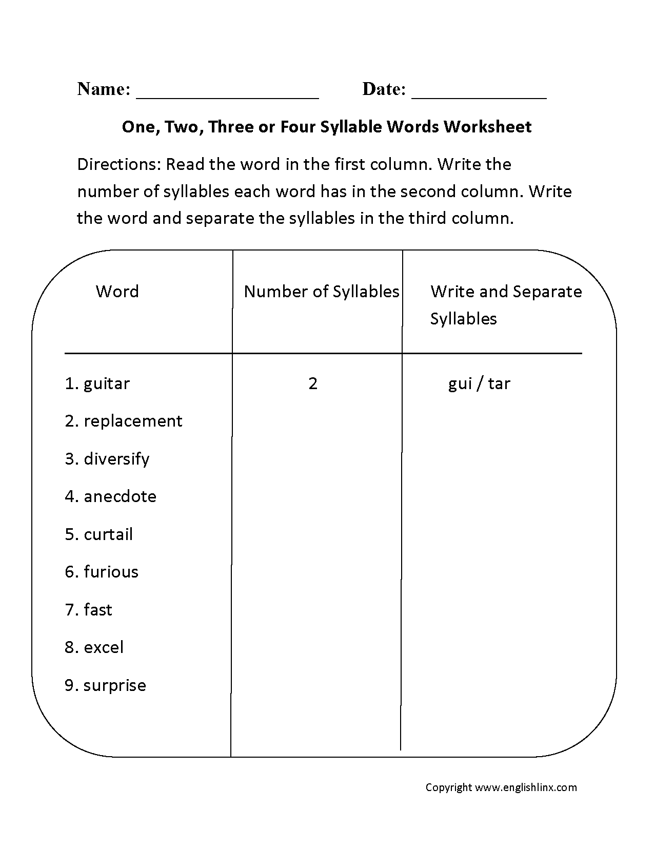 Englishlinx | Syllables Worksheets - Free Printable Open And Closed Syllable Worksheets