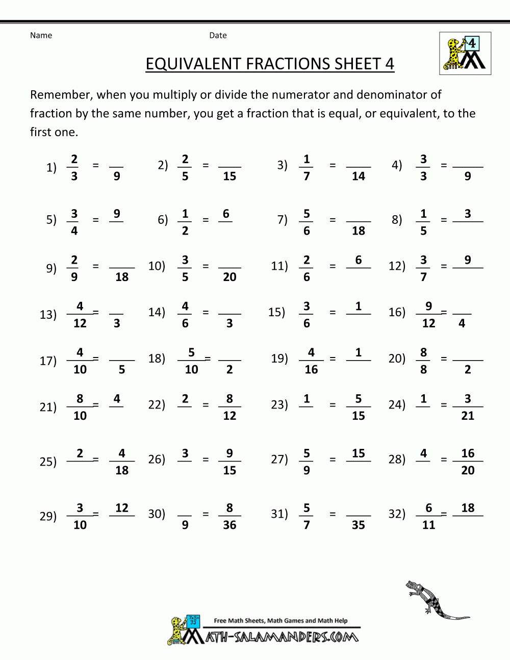 Equivalent Fractions Worksheets | Free Printable Fraction Worksheets - Free Printable Fraction Worksheets Ks2